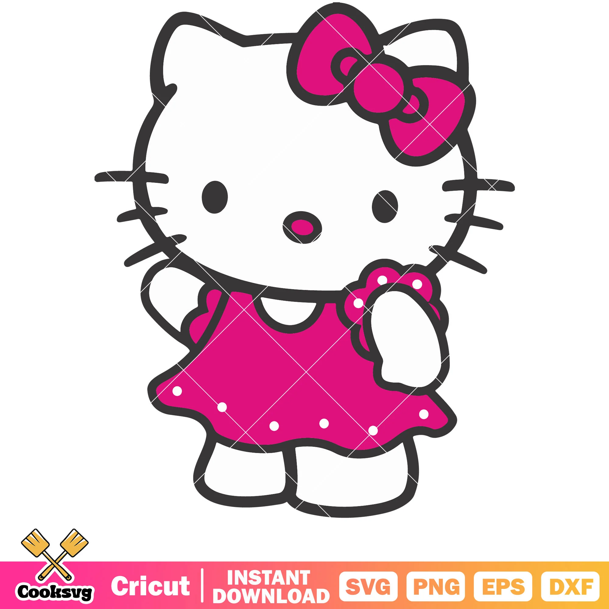 Hello kitty dress pink design svg, hello kitty character svg