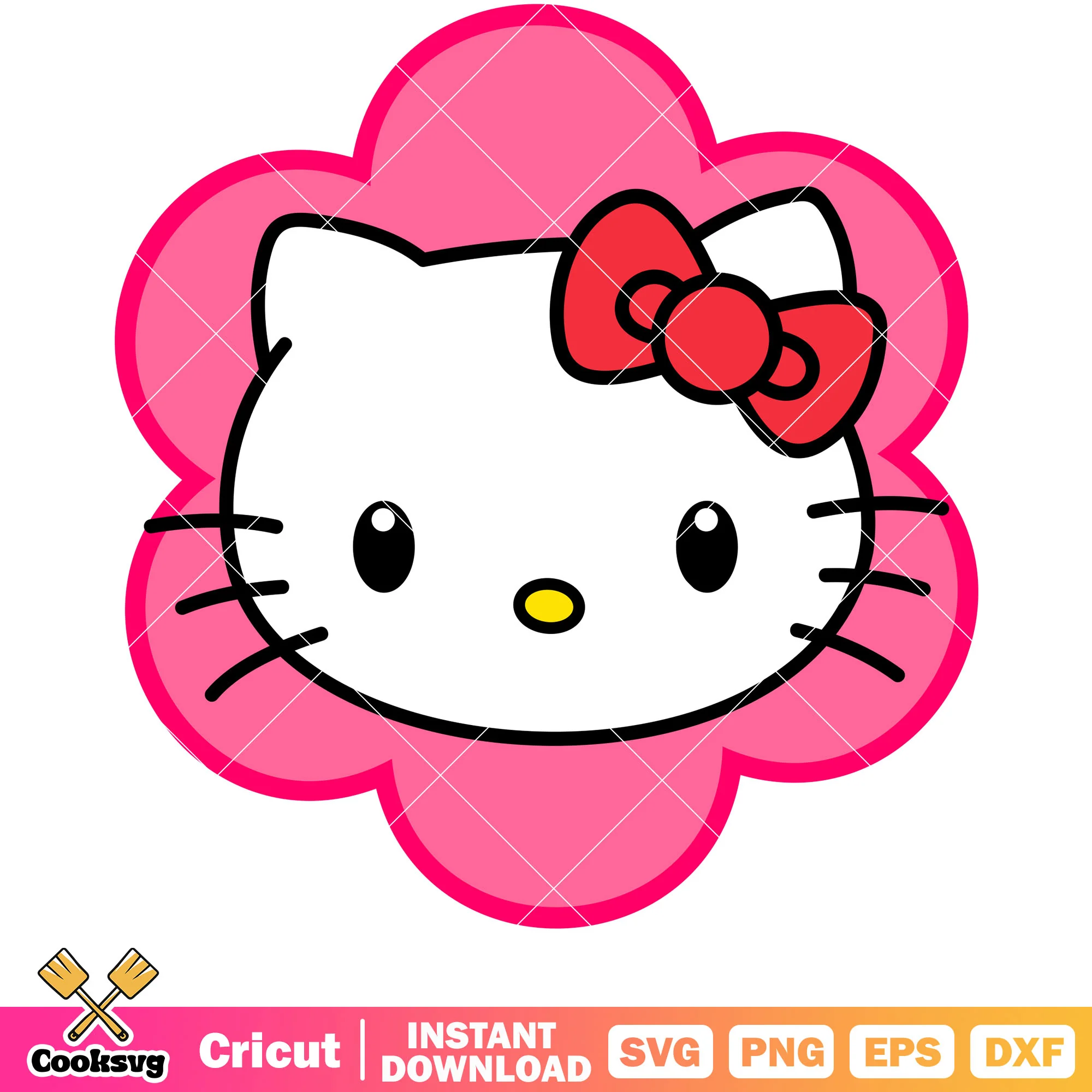 Hello kitty face flower svg, sanrio hello kitty, sanrio cartoon svg