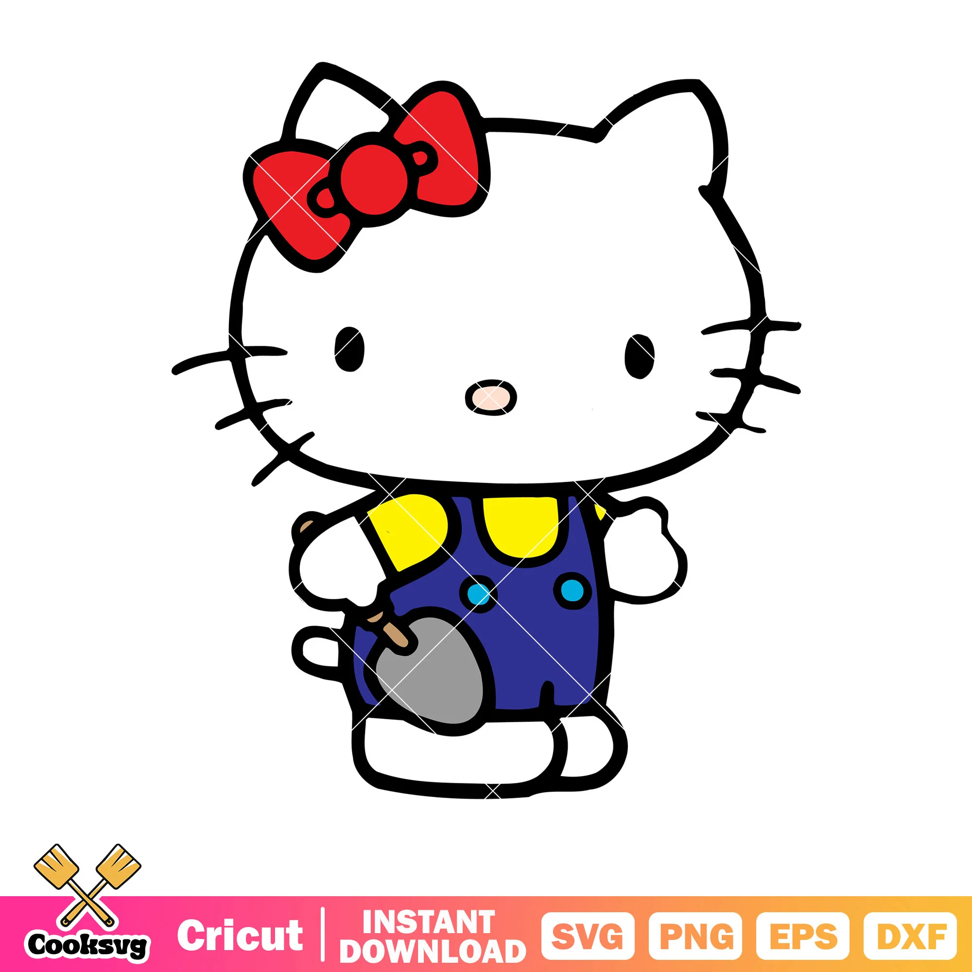 Hello kitty farmer svg file, hello kitty costume svg, kitty cat svg