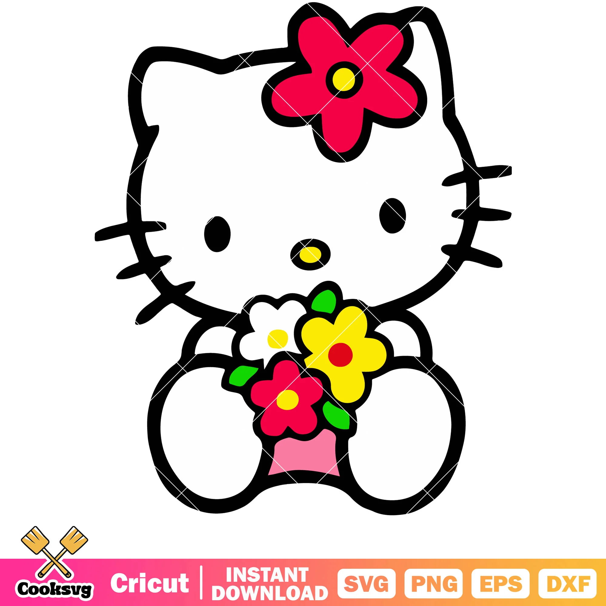 Hello kitty flower svg, hello kitty svg, sanrio cartoon svg