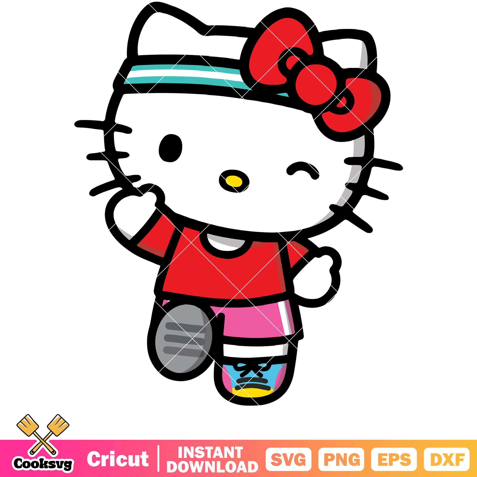 Hello kitty jogging svg, hello kitty svg, cute hello kitty svg