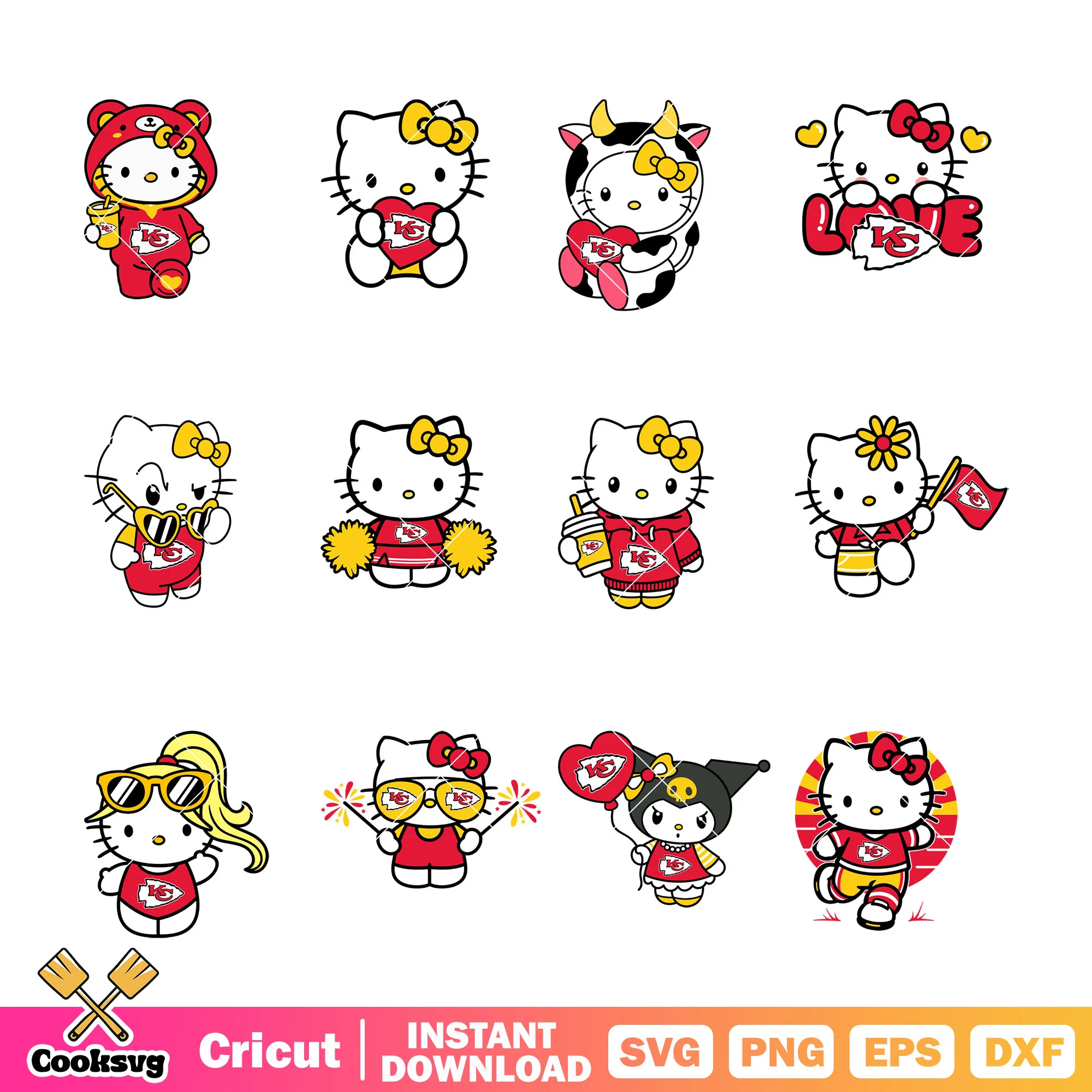 Hello kitty kansas city chiefs bundle svg, kansas city chiefs nfl svg