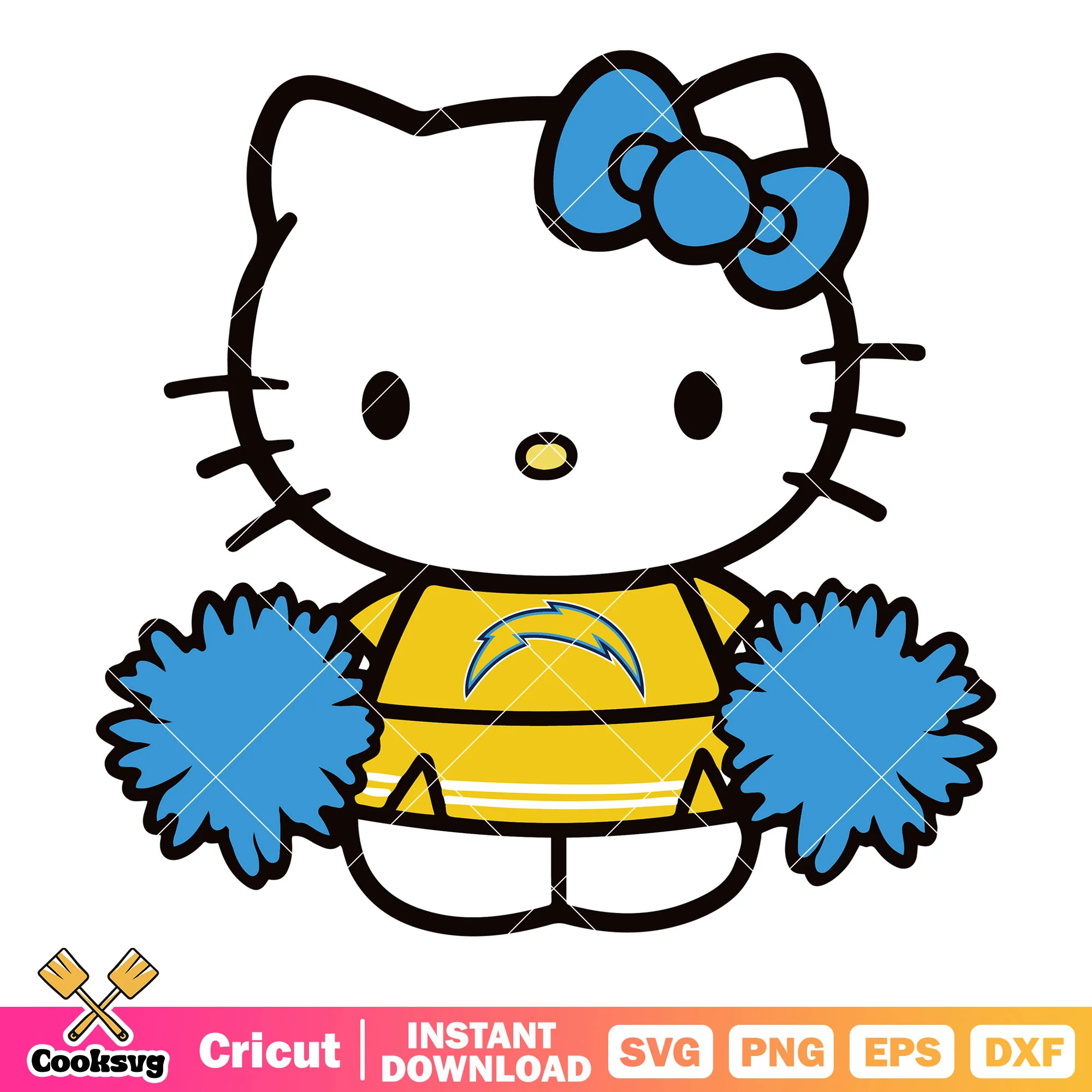 Hello Kitty los angeles chargers cheerleader svg, los angeles chargers svg