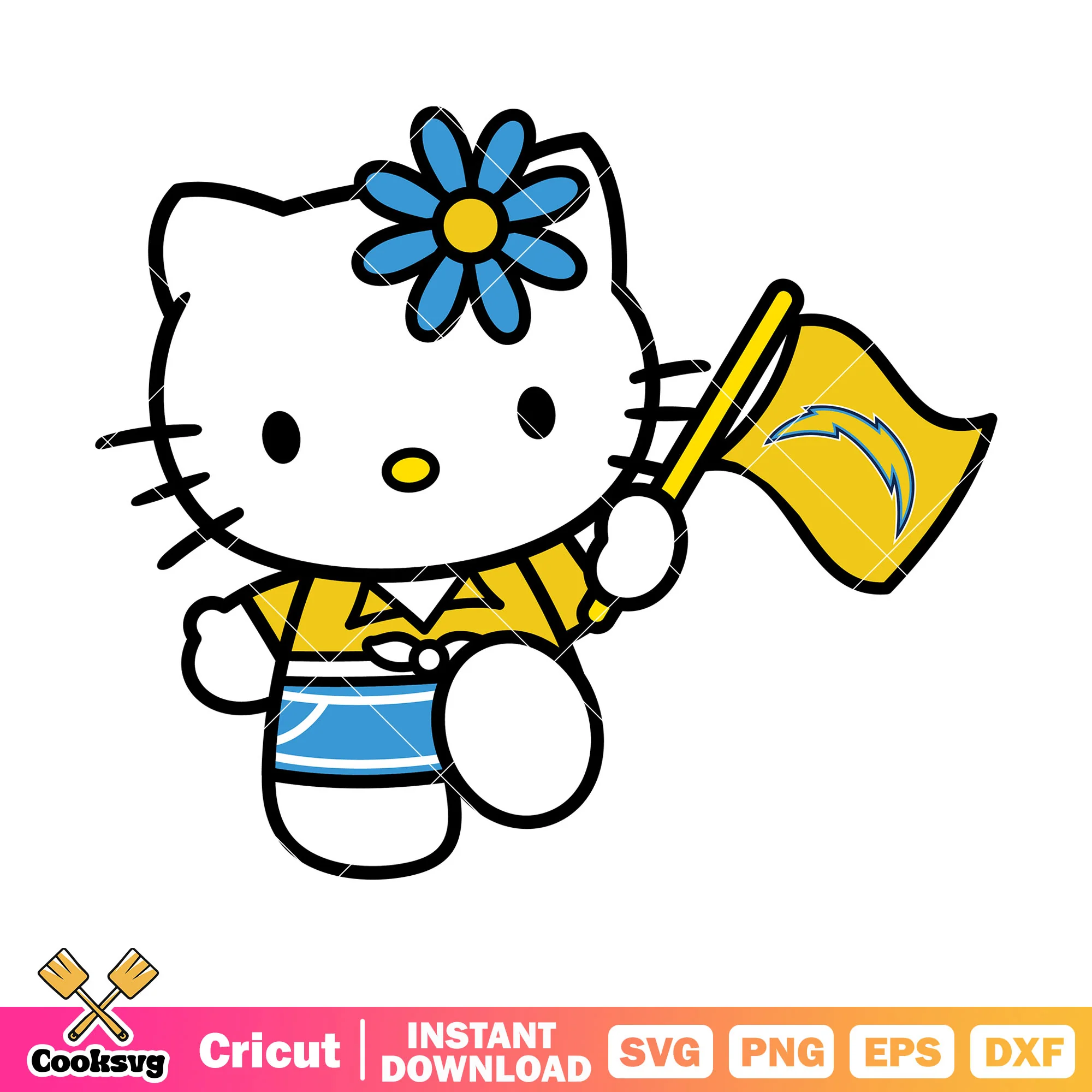 Hello Kitty los angeles chargers flag svg, los angeles chargers svg