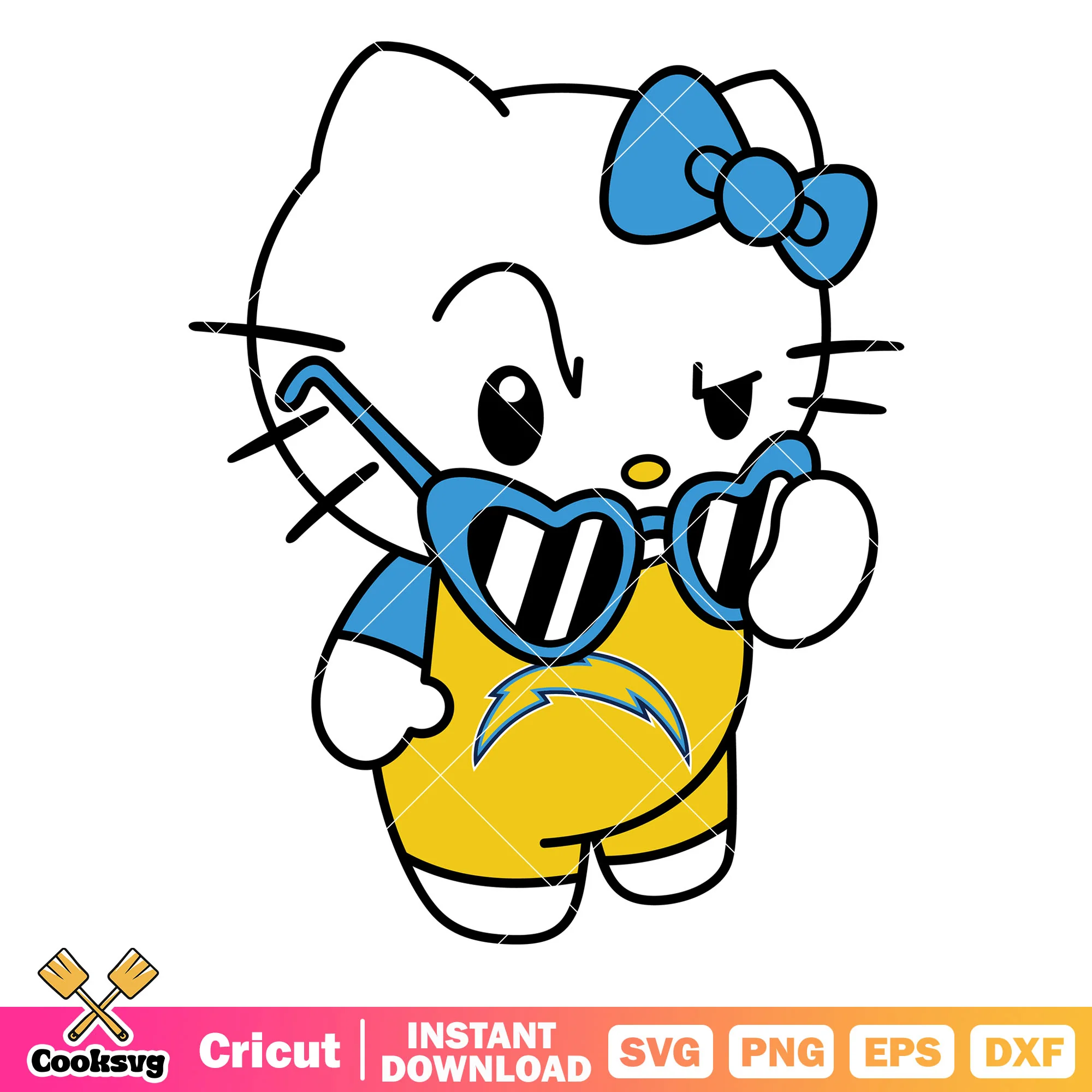 Hello Kitty los angeles chargers sunglasses svg, los angeles chargers svg