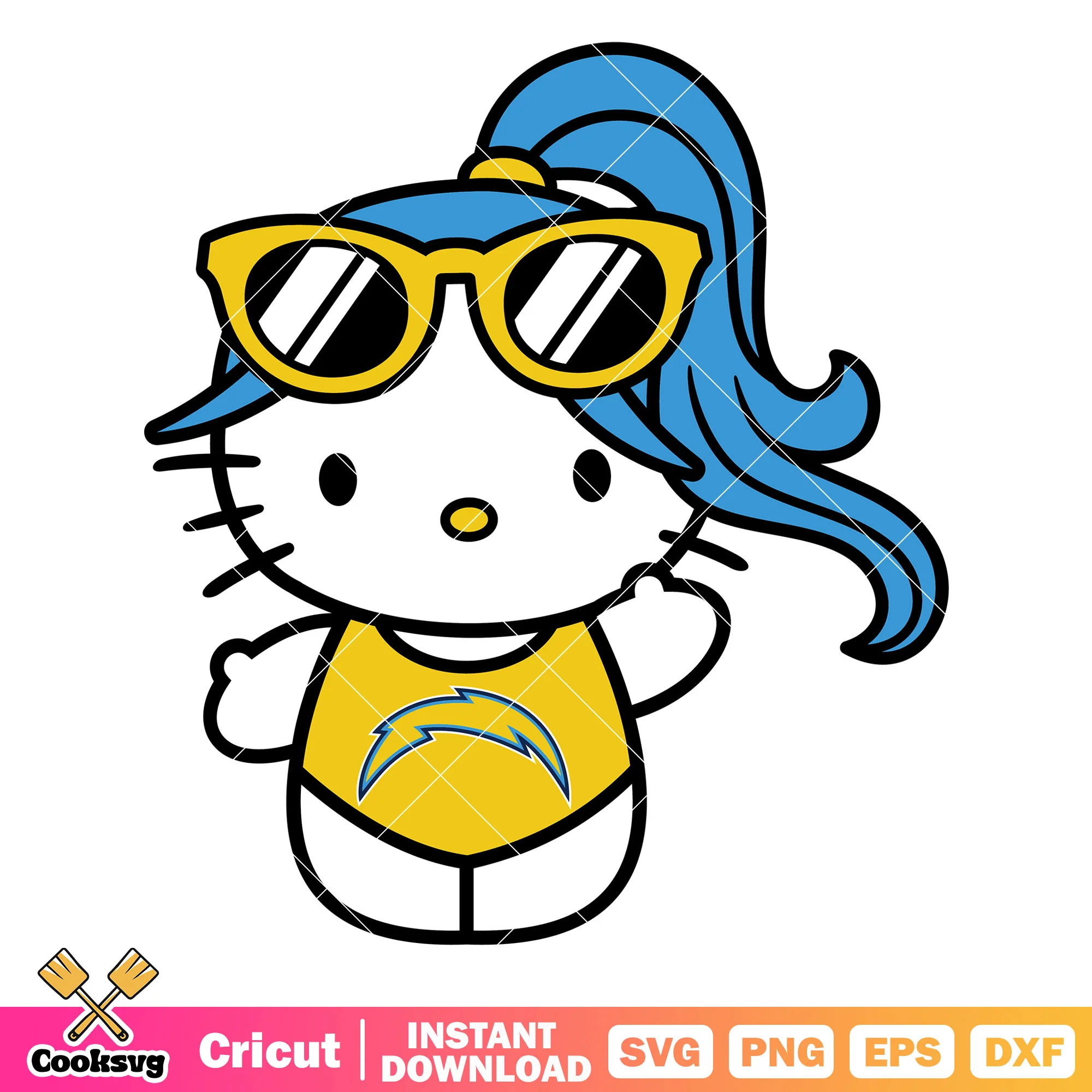 Hello Kitty los angeles chargers swimsuit svg, los angeles chargers svg
