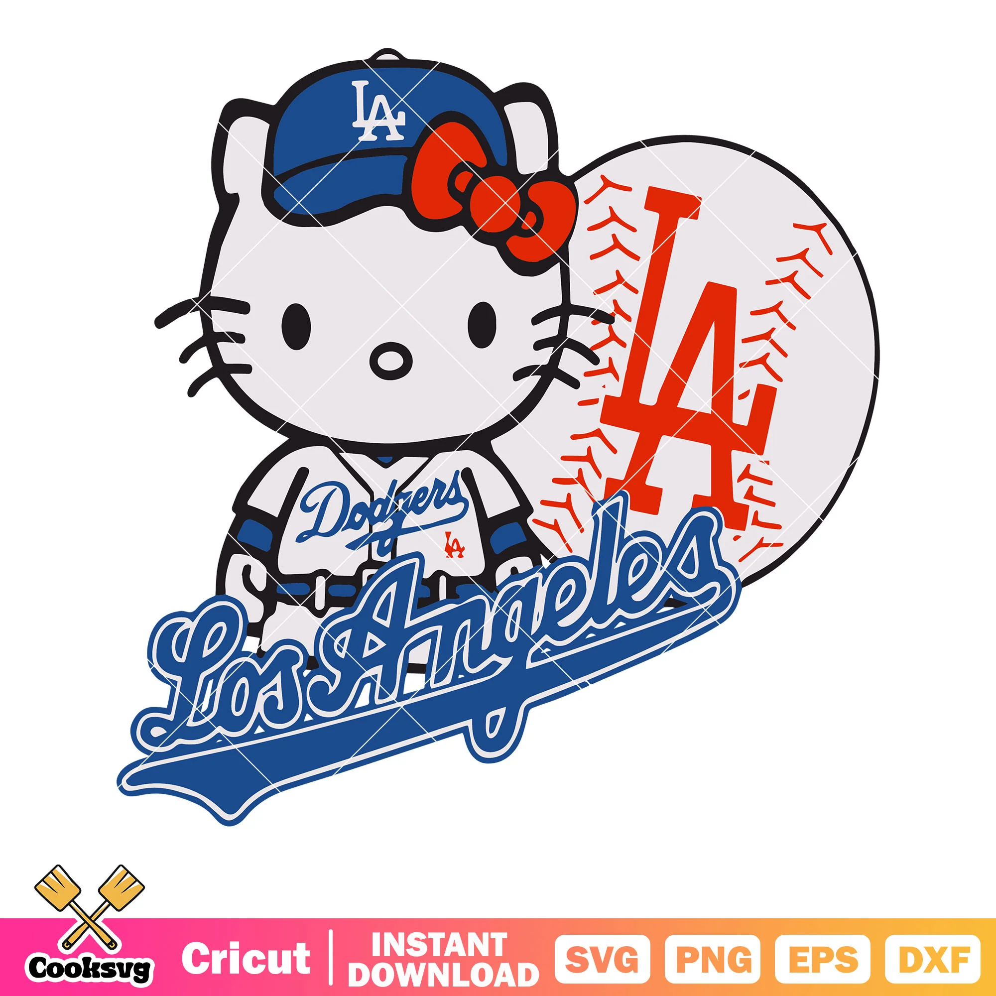 Hello kitty los angeles svg, los angeles svg, hello kitty mlb svg