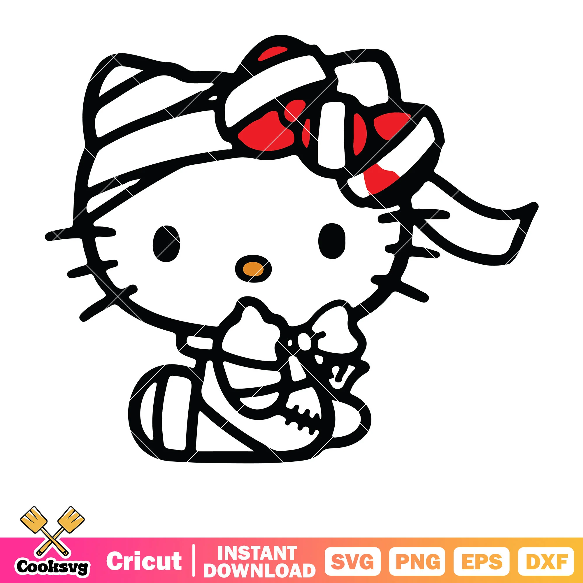 Hello kitty mummy design svg, halloween hello kitty svg