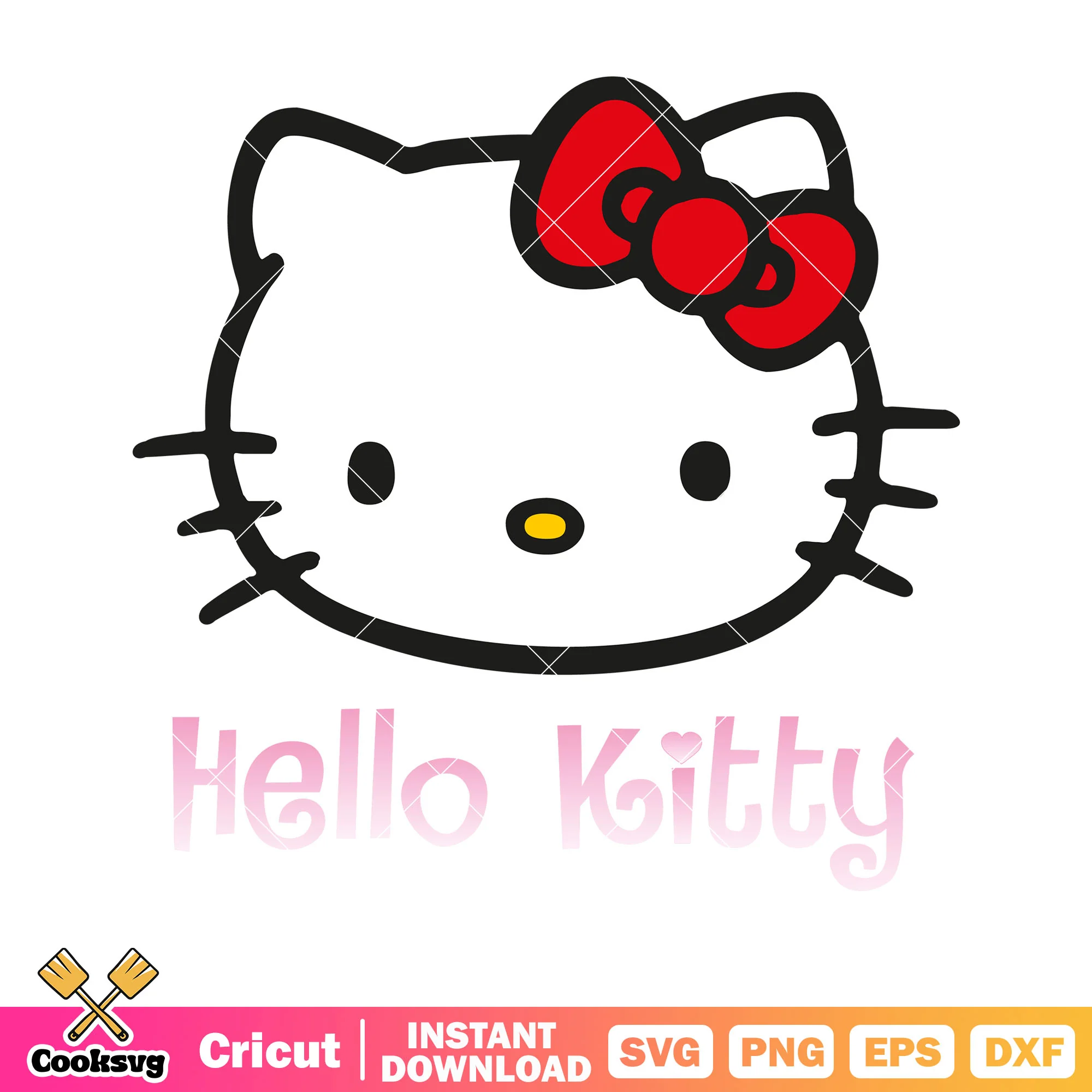 Hello kitty name and bow tie svg, hello kitty name svg