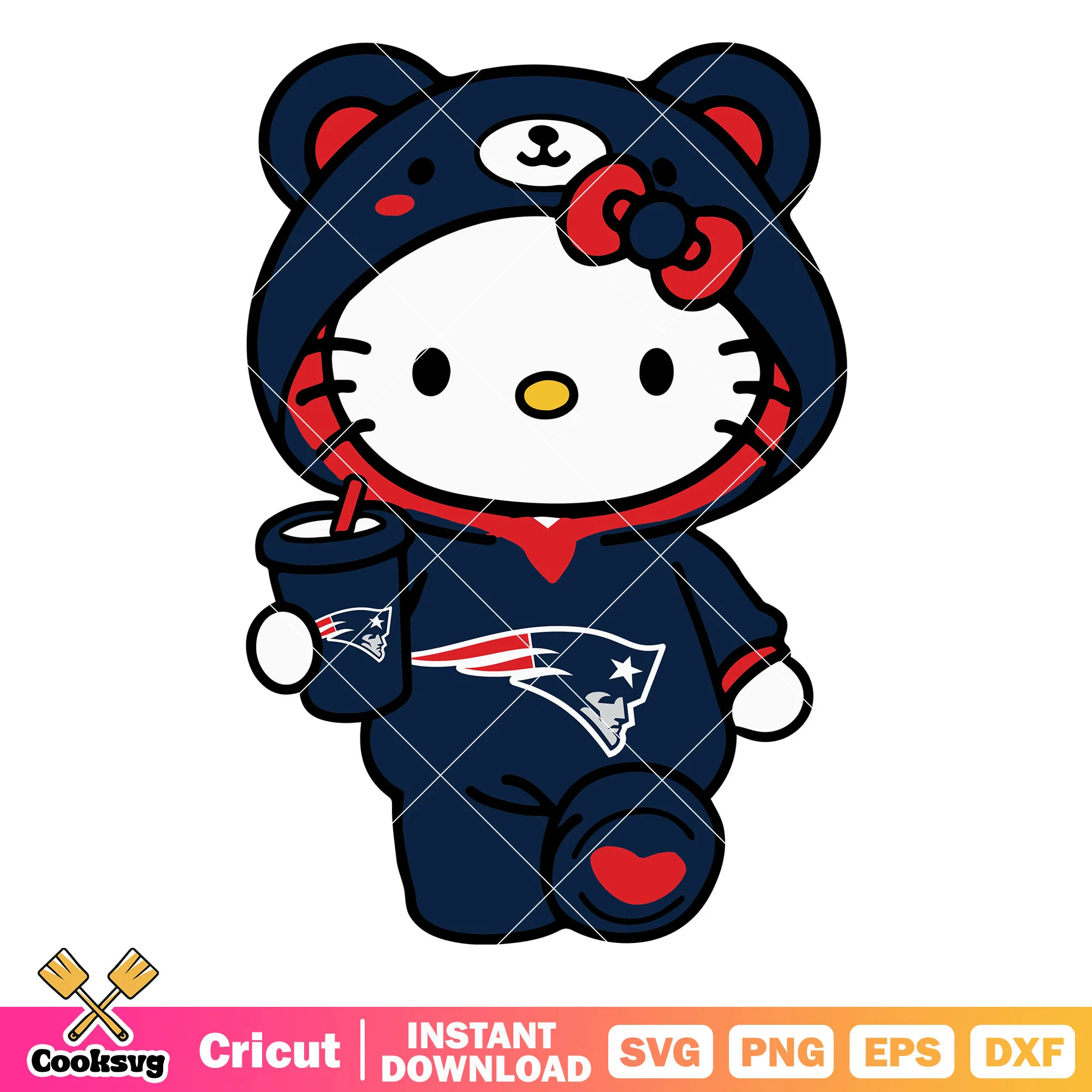 Hello kitty new england patriots costume svg, new england patriots logo svg