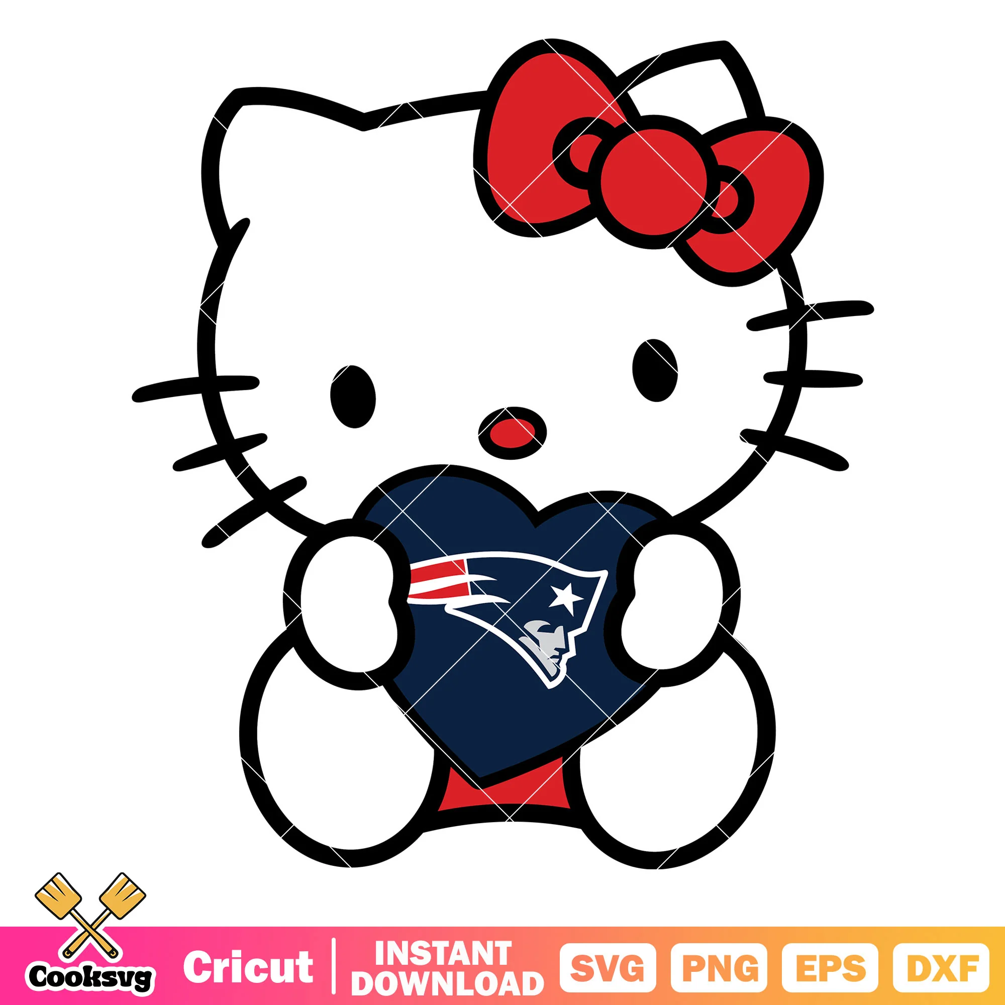 Hello kitty new england patriots heart svg, new england patriots logo svg