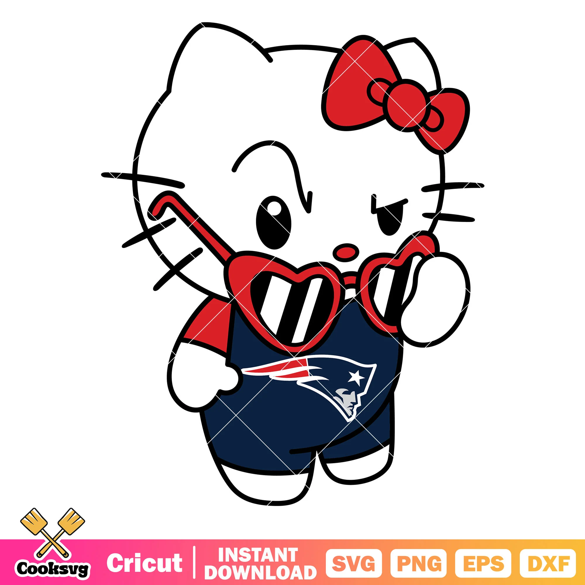 Hello kitty new england patriots sunglasses svg, new england patriots logo svg