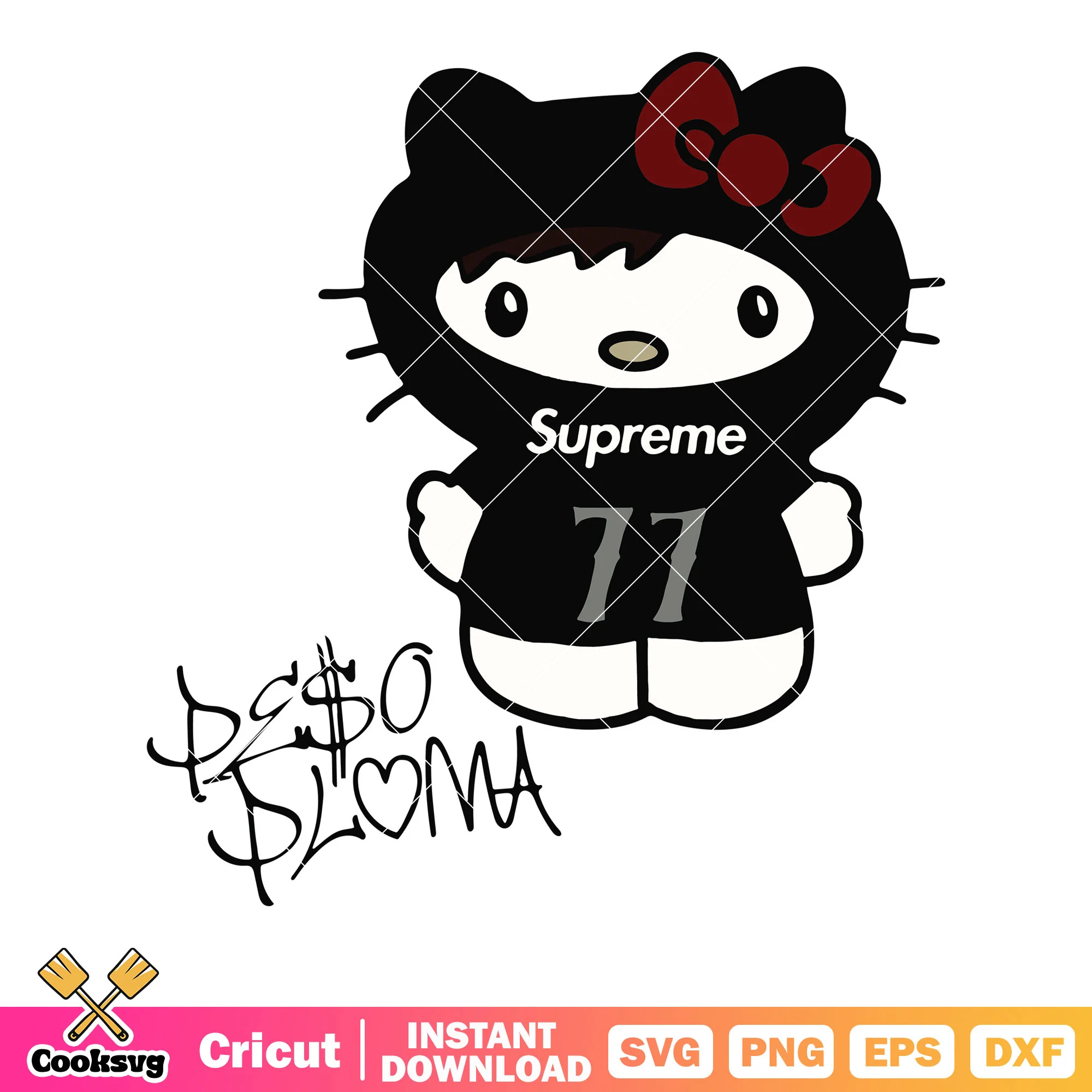 Hello Kitty PesoPluma supreme svg, hello kitty cat svg, kitty cat svg