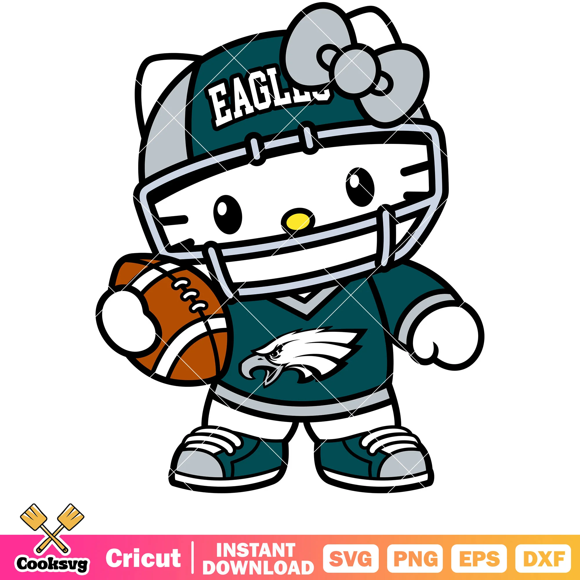 Hello kitty philadelphia eagles football svg, hello kitty svg