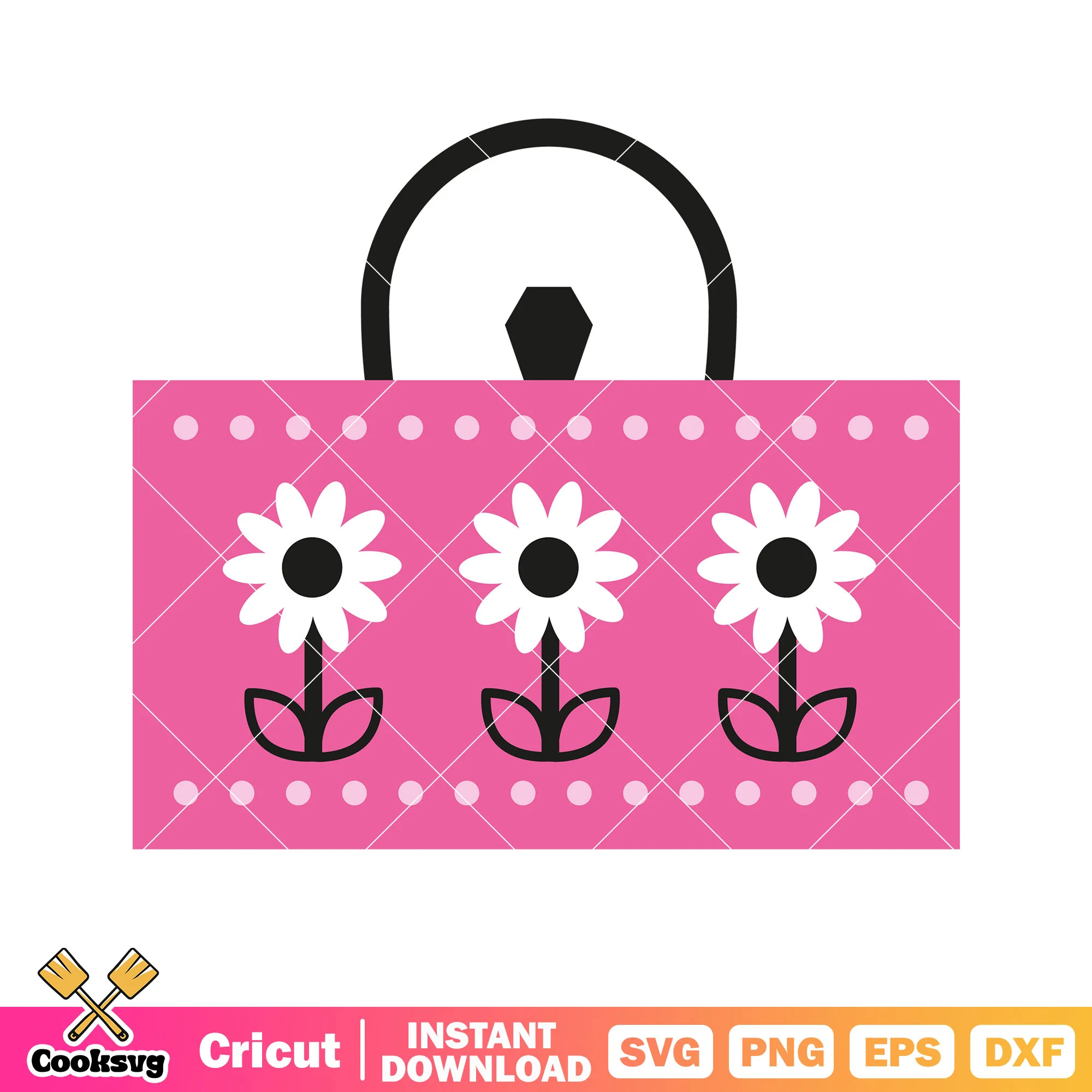Hello kitty pink bag flower cartoon svg, pink hello kitty svg