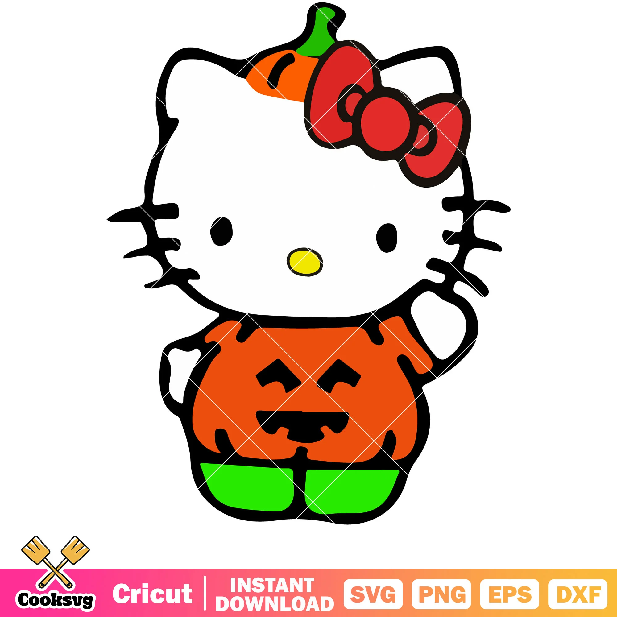 Hello kitty pumpkin halloween design svg, hello kitty svg