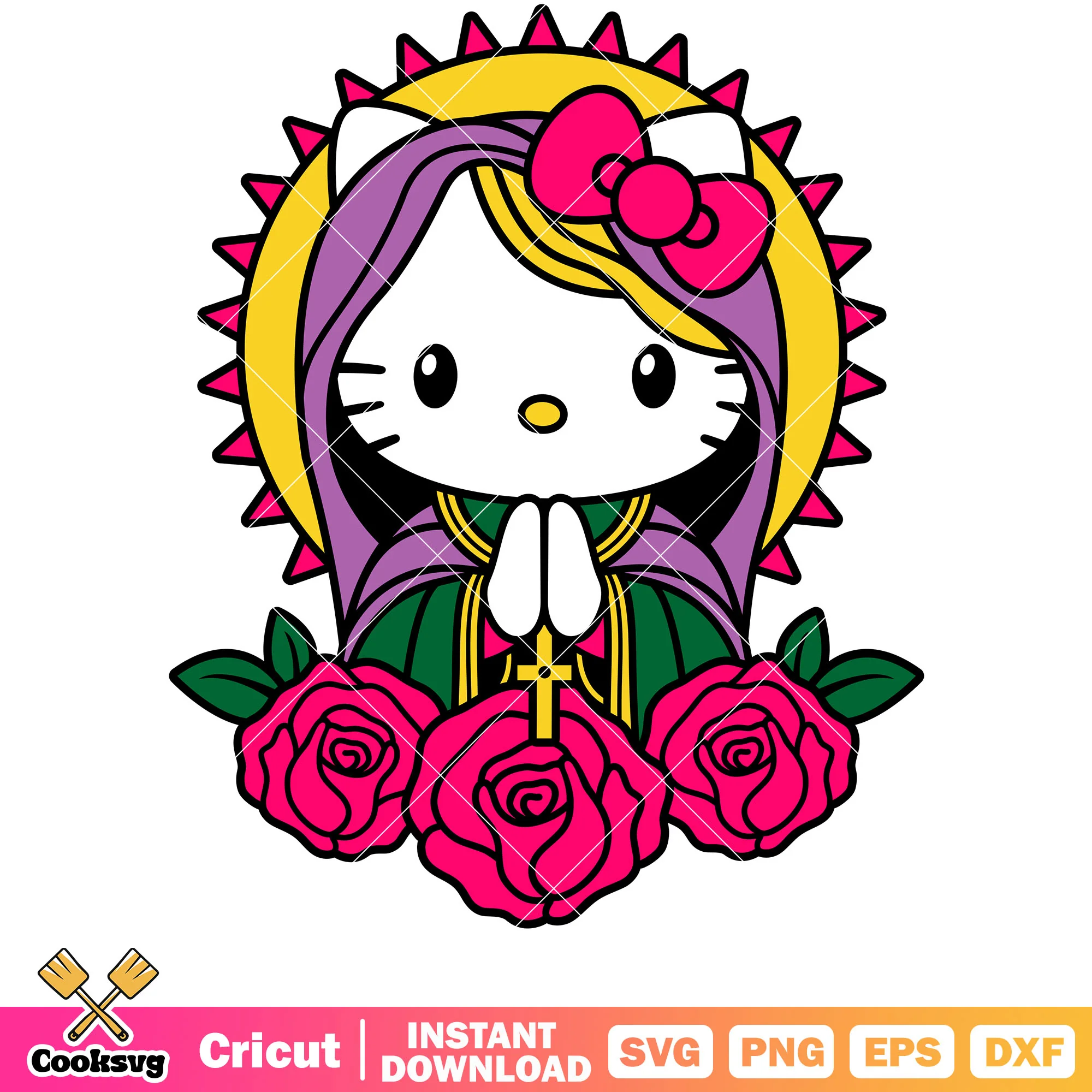 Hello Kitty religious svg, hello kitty svg, sanrio cartoon svg