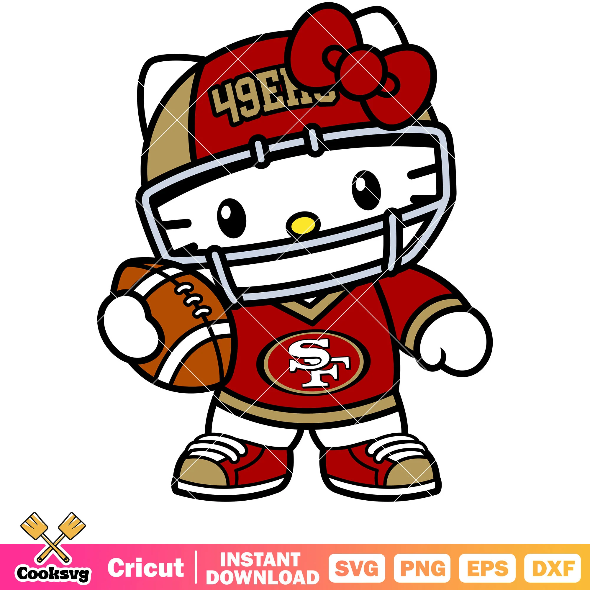 Hello kitty San francisco 49ers football svg, Hello kitty svg
