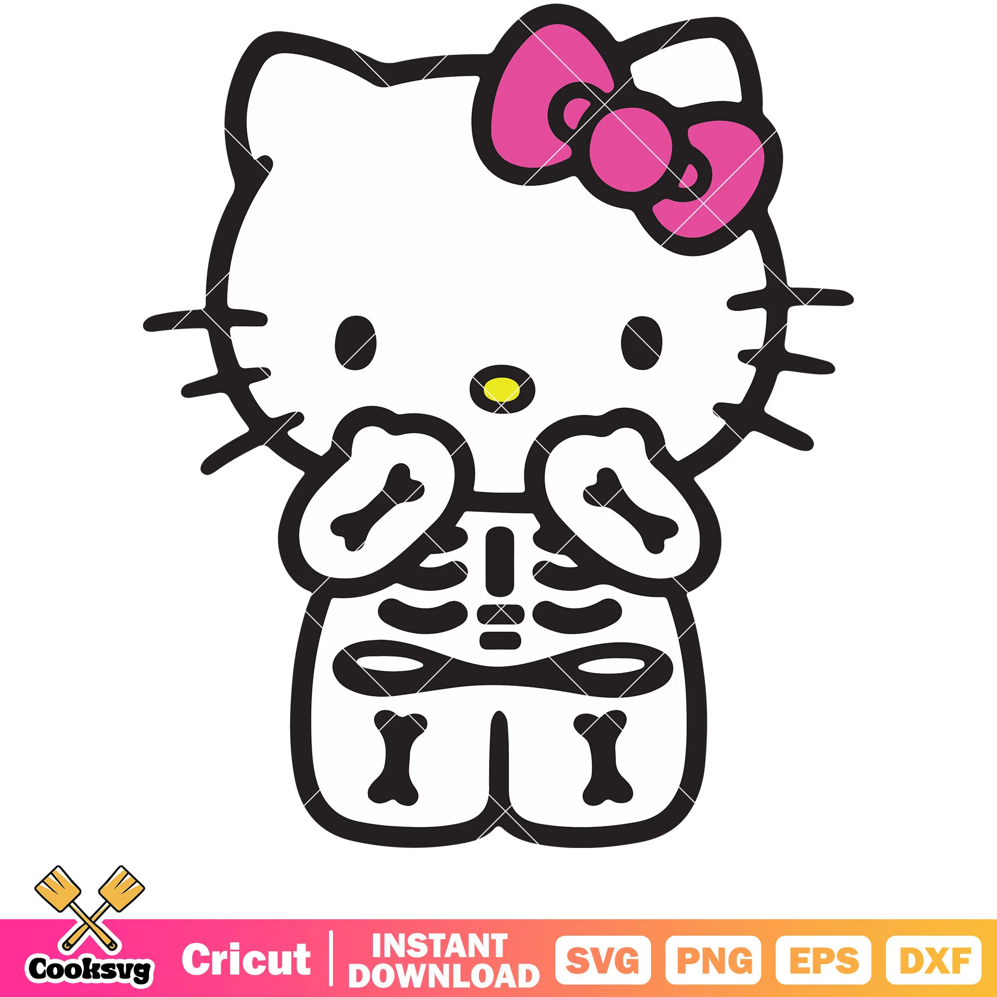 Hello kitty skeleton white halloween svg, halloween hello kitty svg