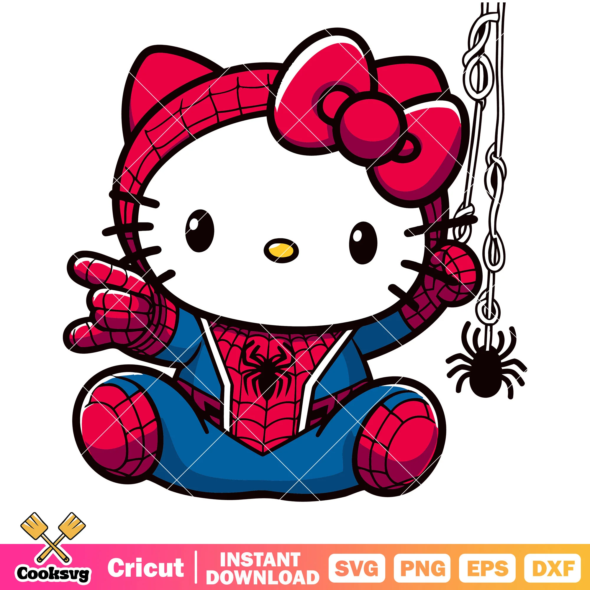 Hello kitty spiderman design svg, hello kitty svg, sanrio cartoon