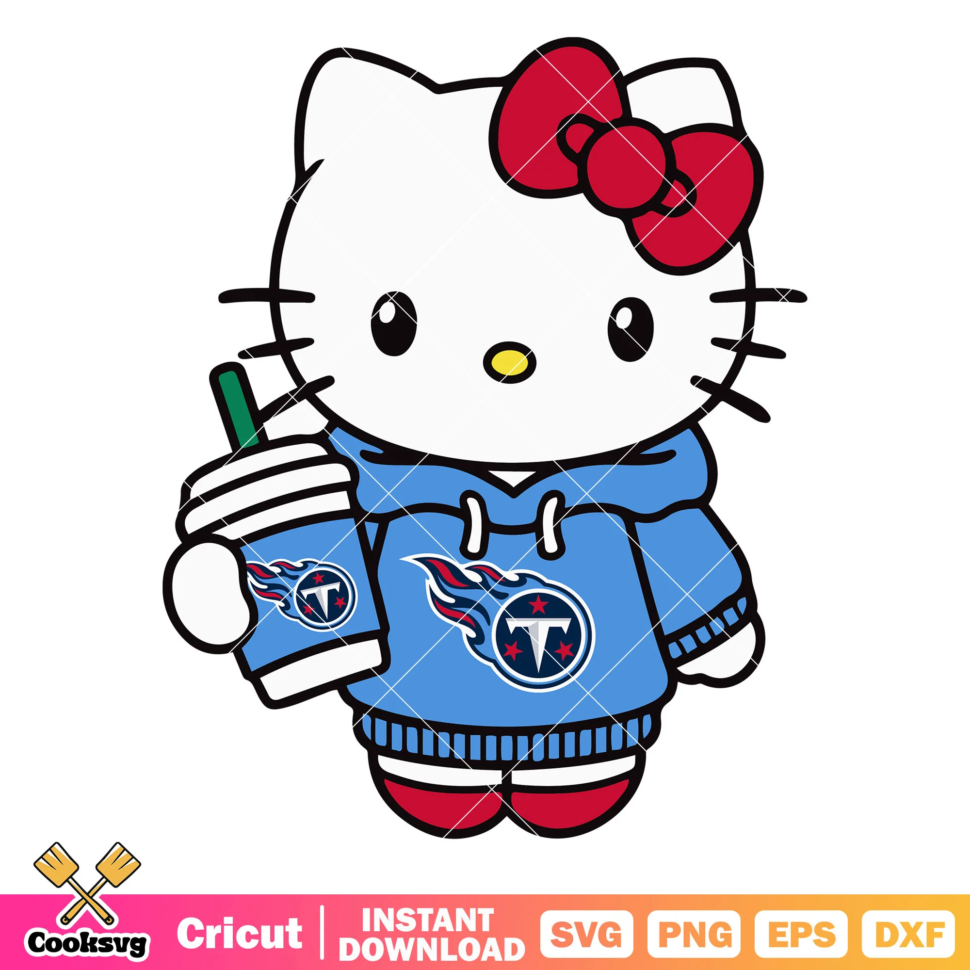Hello Kitty tennessee titans coffee svg, tennessee titans svg