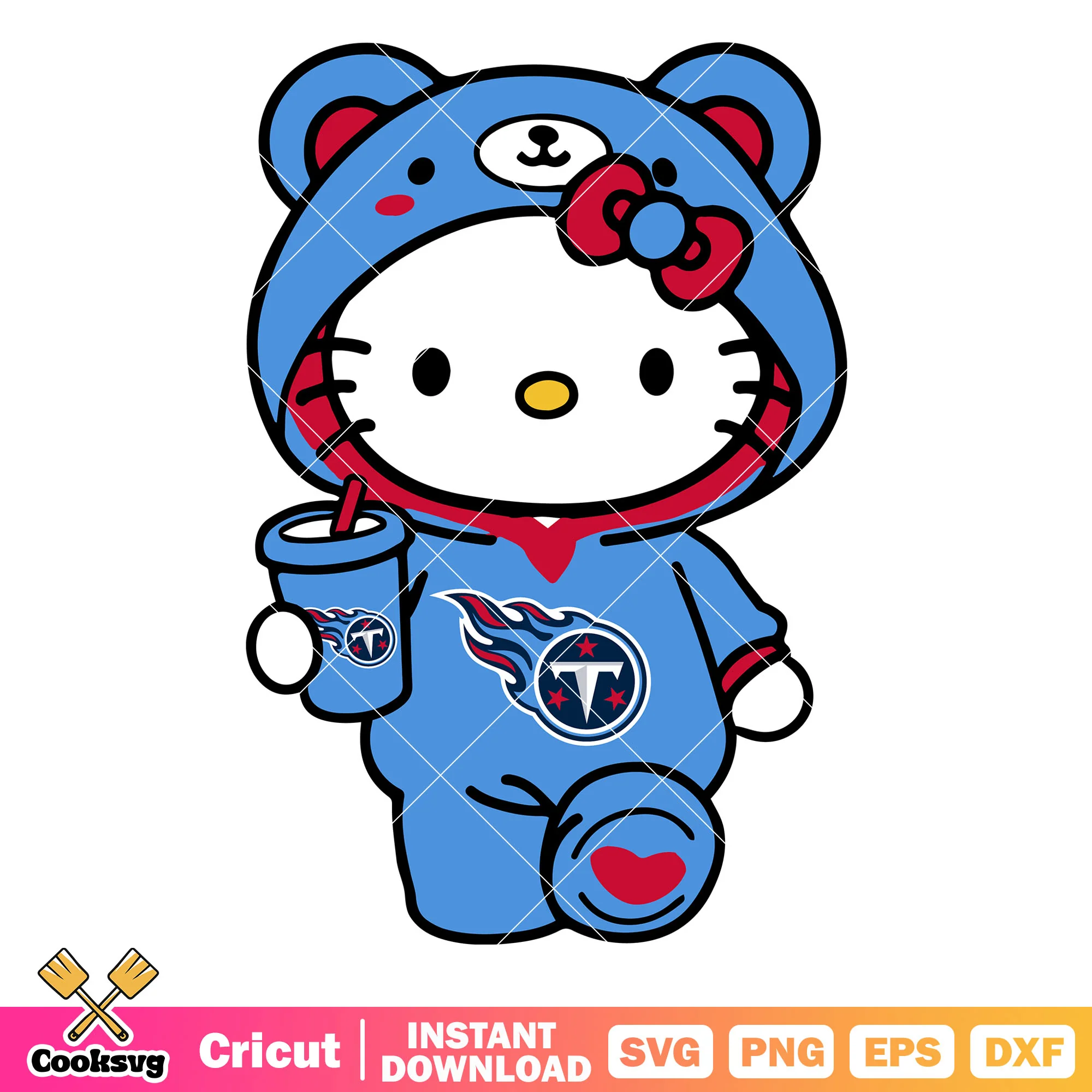 Hello Kitty tennessee titans costume svg, tennessee titans games svg