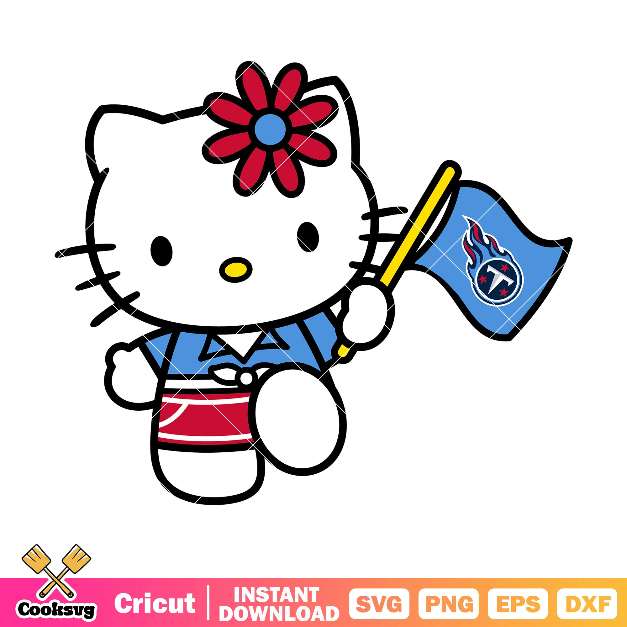 Hello Kitty tennessee titans flag svg, tennessee titans svg