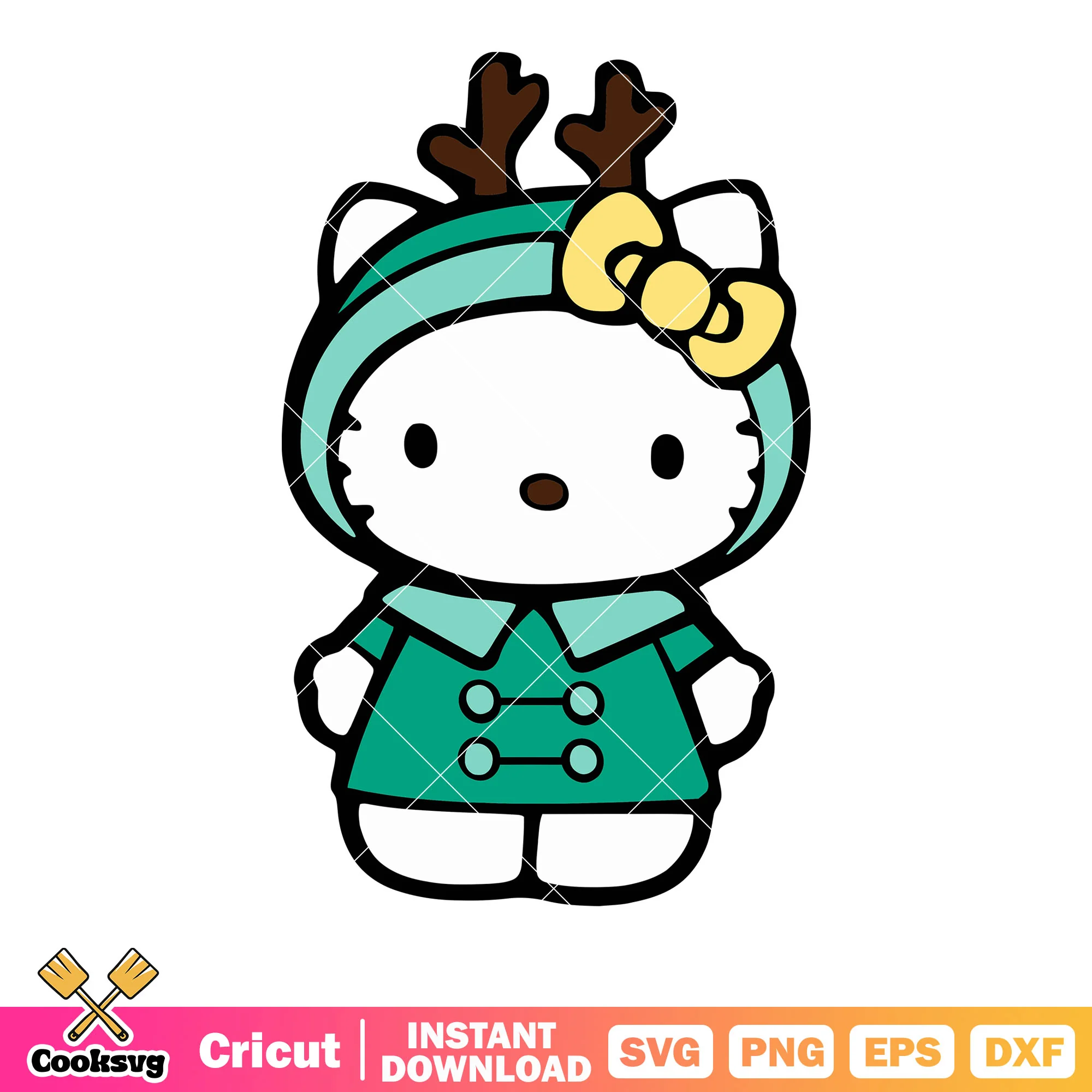 Hello kitty winter costume design svg, hello kitty winter svg