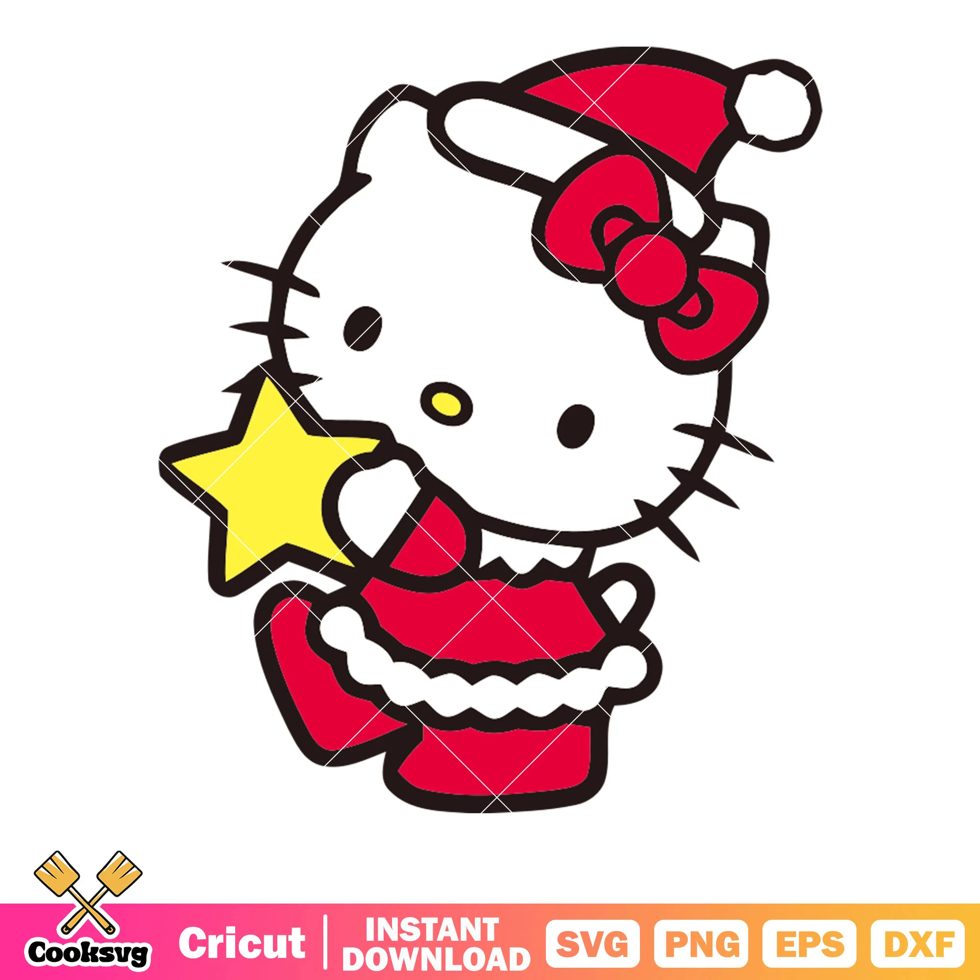 Hello kitty winter star costume file svg, hello kitty winter svg
