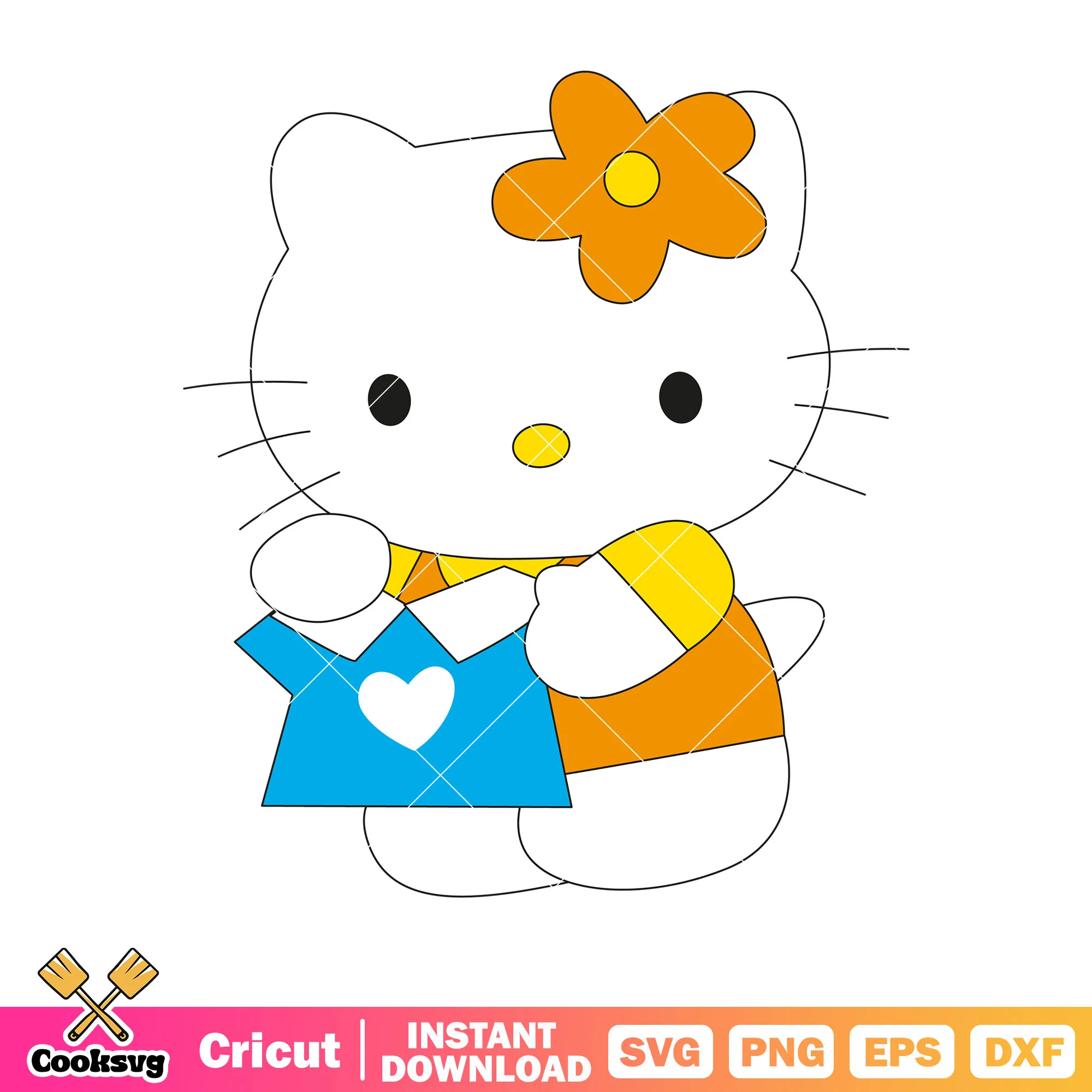 Hello kitty with clother sanrio svg, hello kitty by sanrio svg