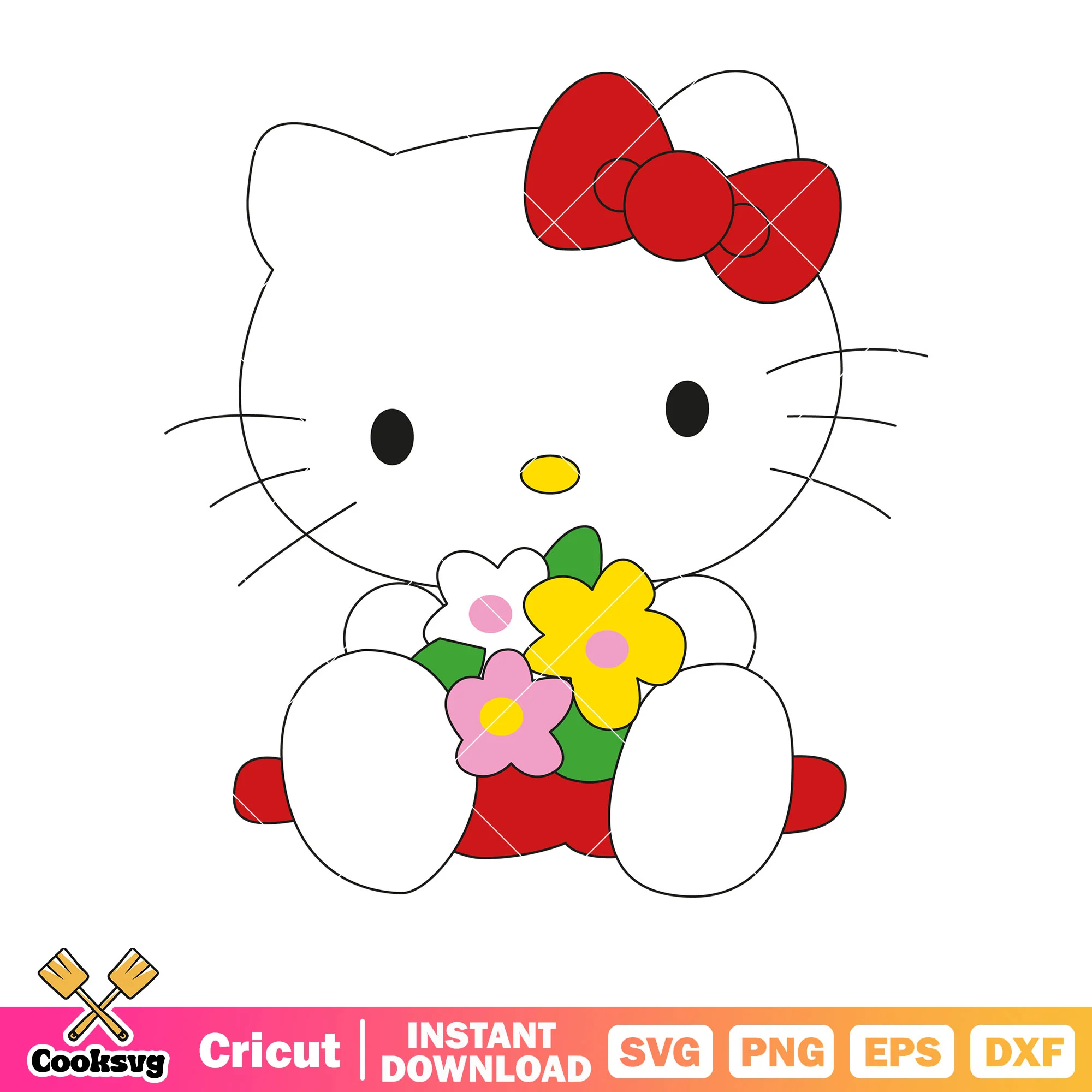 Hello kitty with flower sanrio svg, hello kitty by sanrio svg
