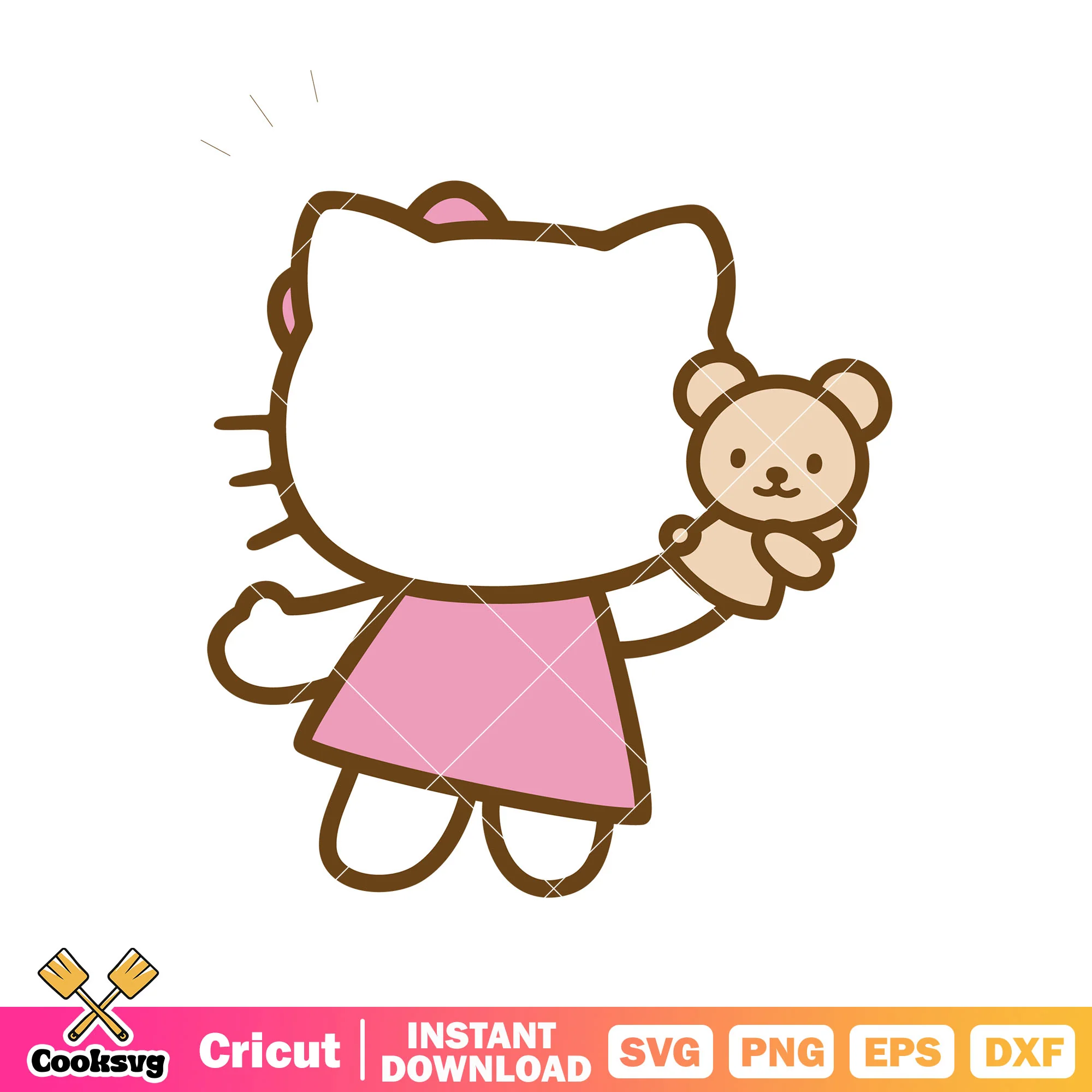 Hello kitty with teddy bear svg, hello kitty care bear svg