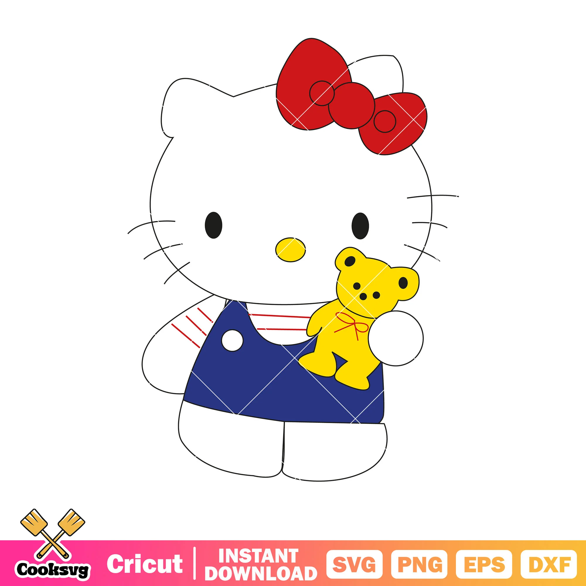 Hello kitty with teddy sanrio svg, hello kitty by sanrio svg