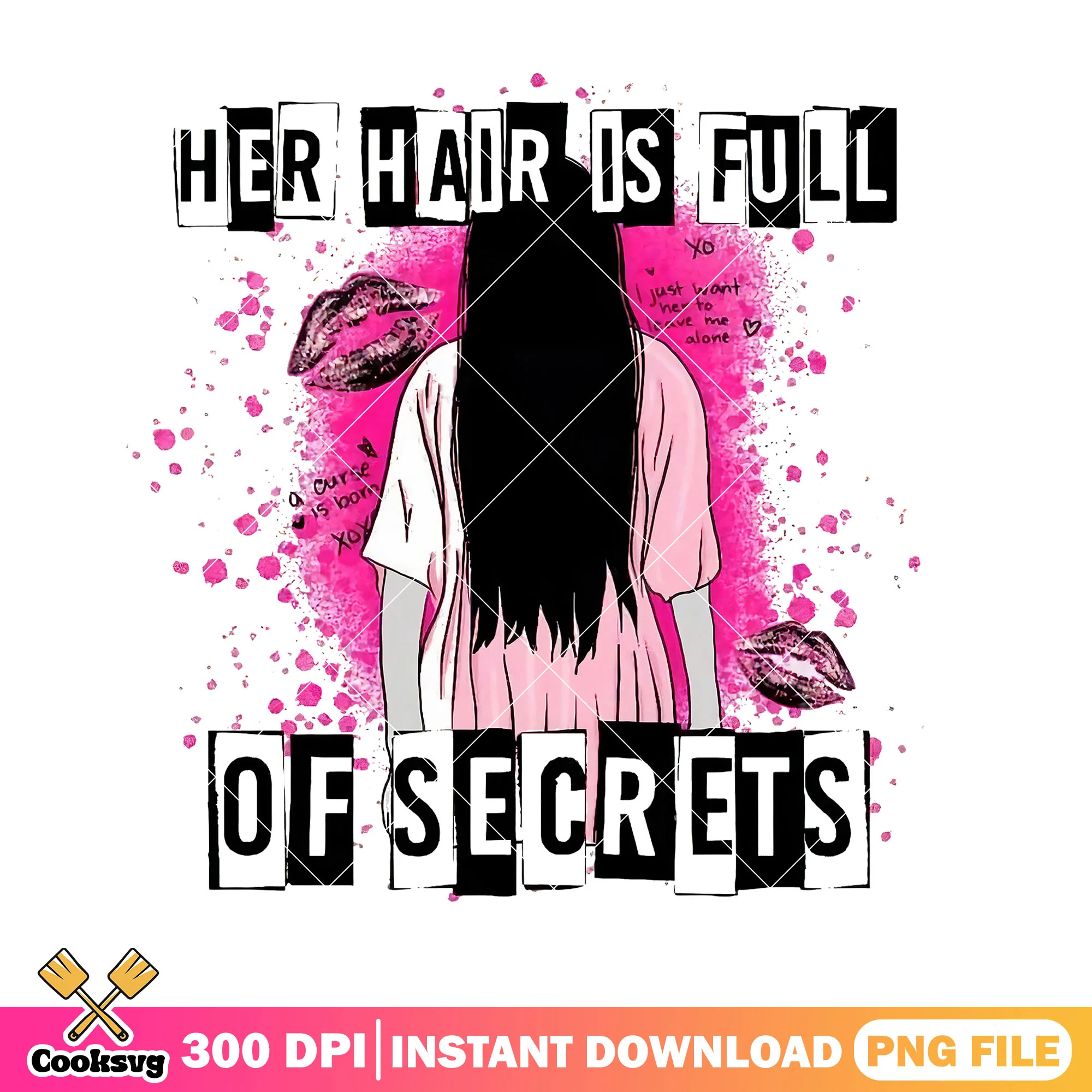 Her hair is full of secrets png, valentine day png, quotes png