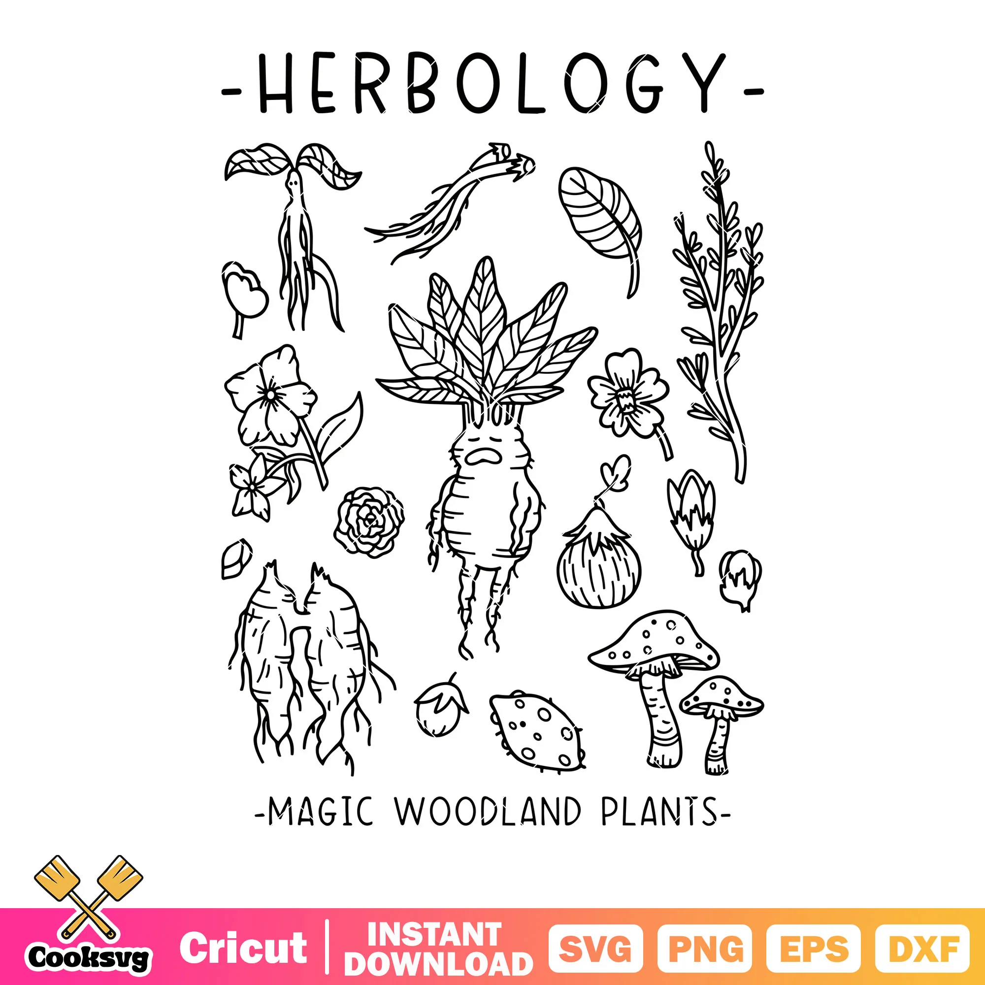 Herbology magic woodland plants svg, mushroom svg, potato svg