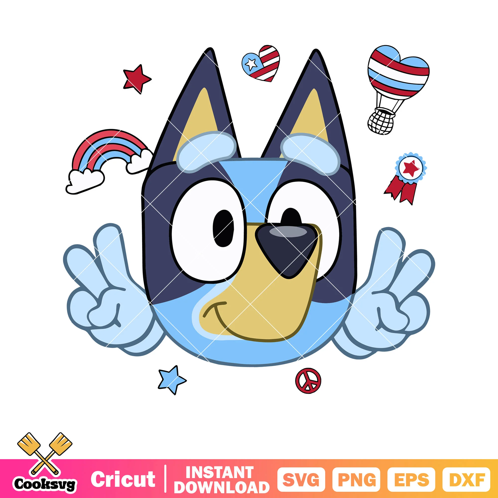 Hi head bluey bandit heeler funny svg, bluey dog svg, cartoon bluey svg