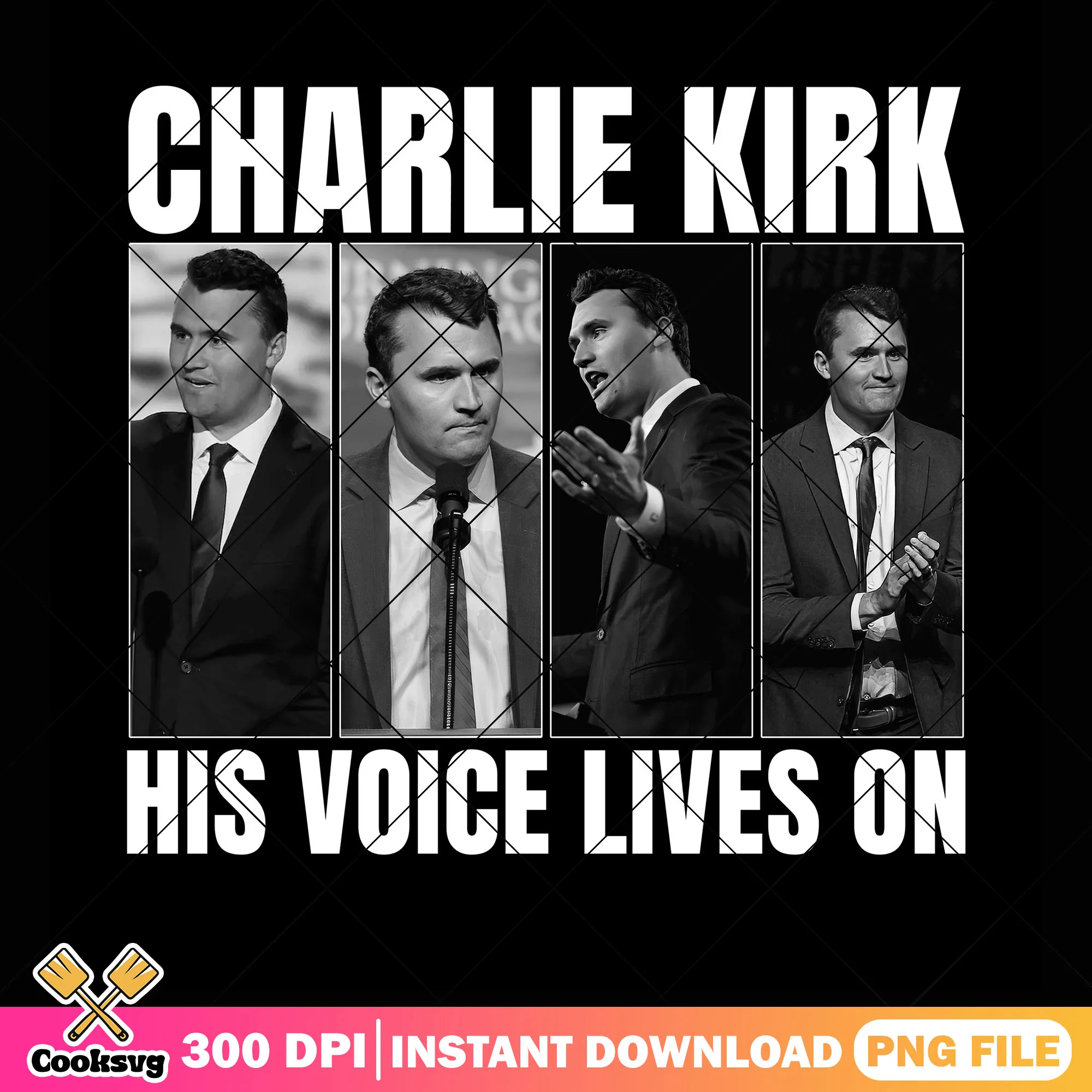 His voice lives on charlie png, charlie memorial png, Charlie rip png