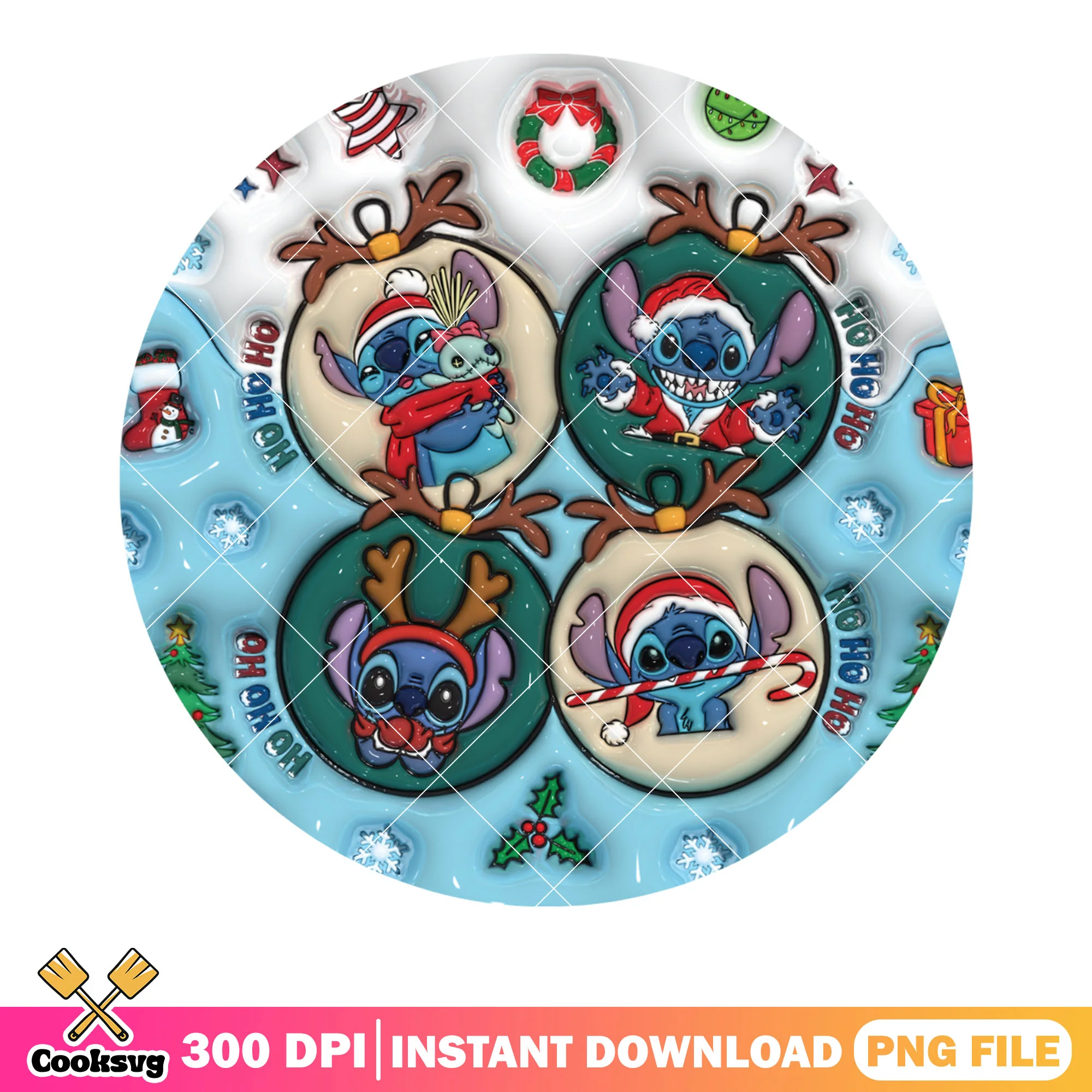 Ho ho ho Stich png, lilo and stitch png, christmas wreath png