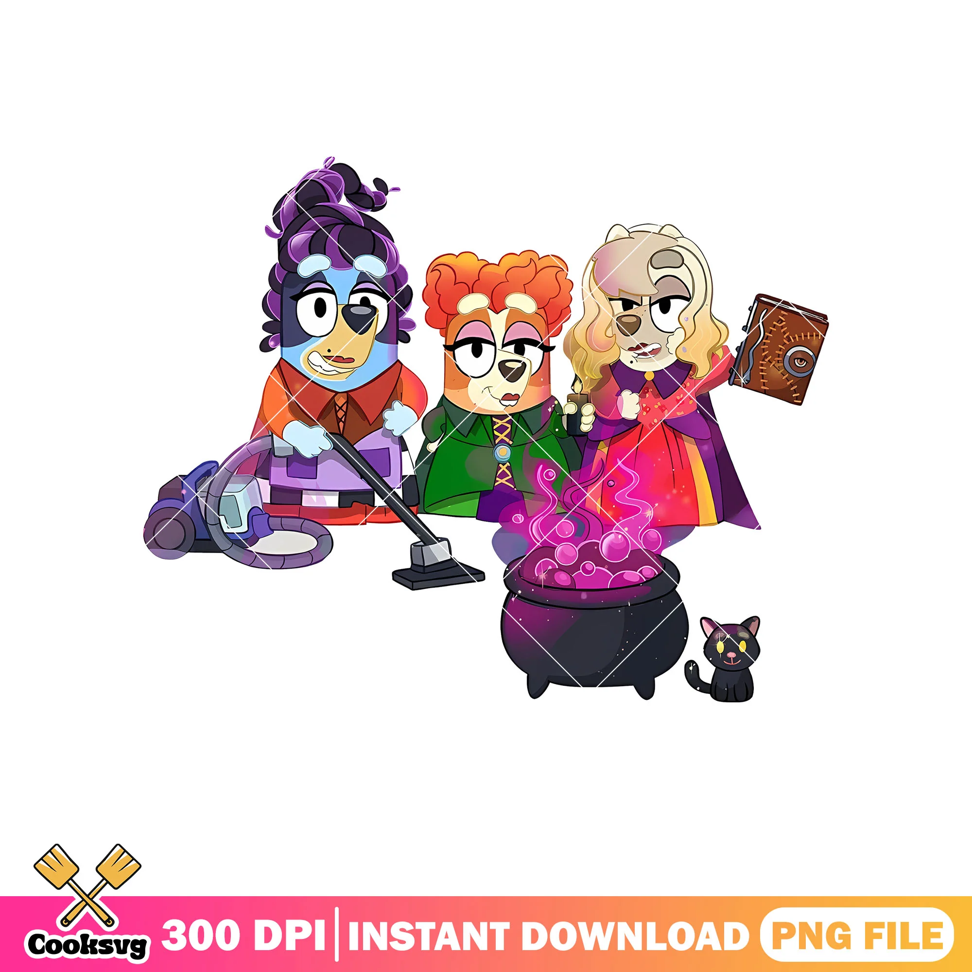 Hocos pocus with bluey dog magic png, bluey costume png, bluey friends png