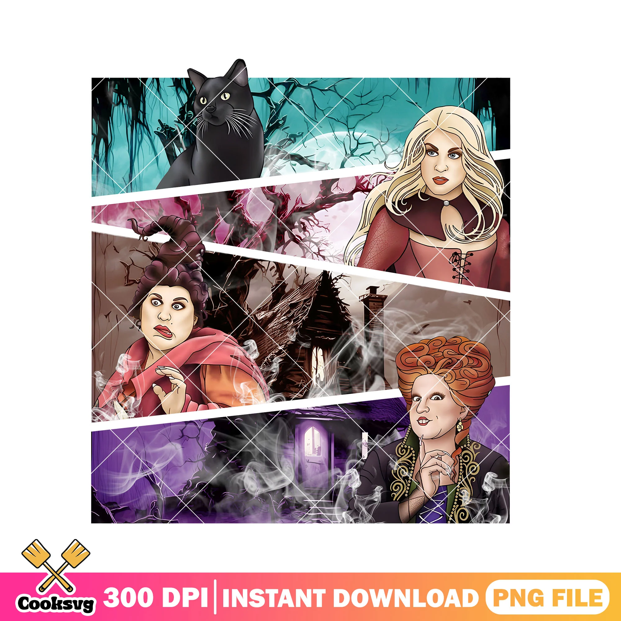Hocus pocus merch design png, halloween decor png, american vintage png