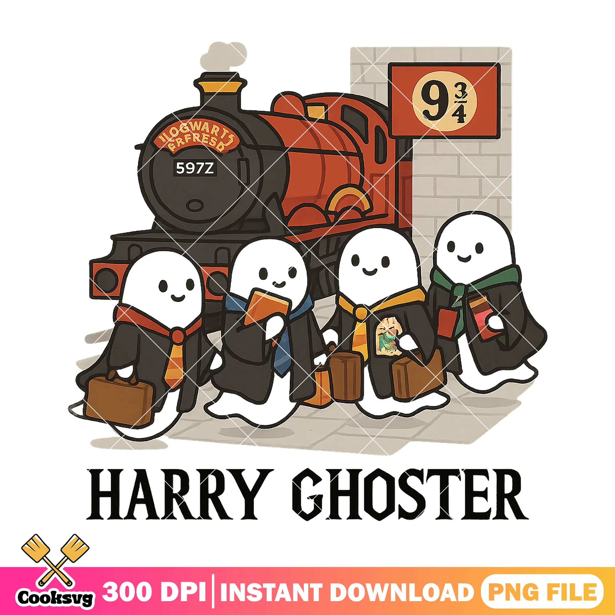 Hogwarts express ghosts png, harry ghoster png, ghost halloween png
