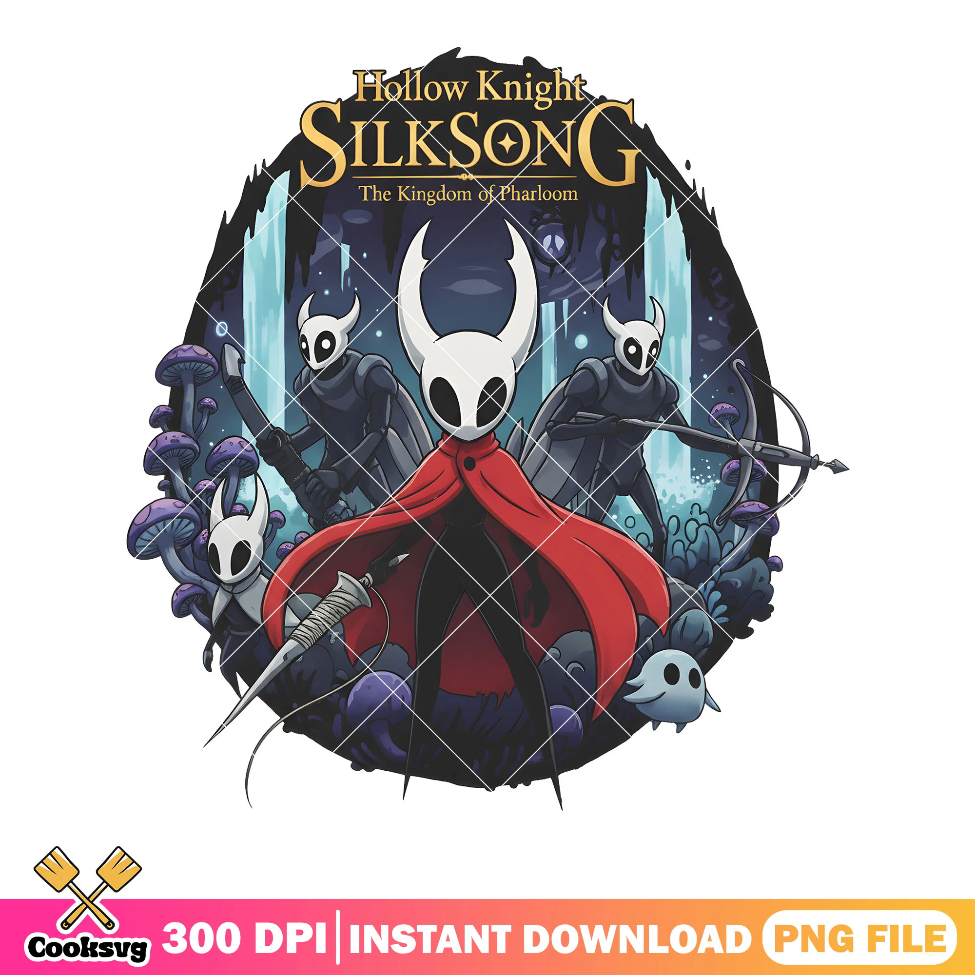Hollow knight silksong png, purple musrhroom png, red cloak png