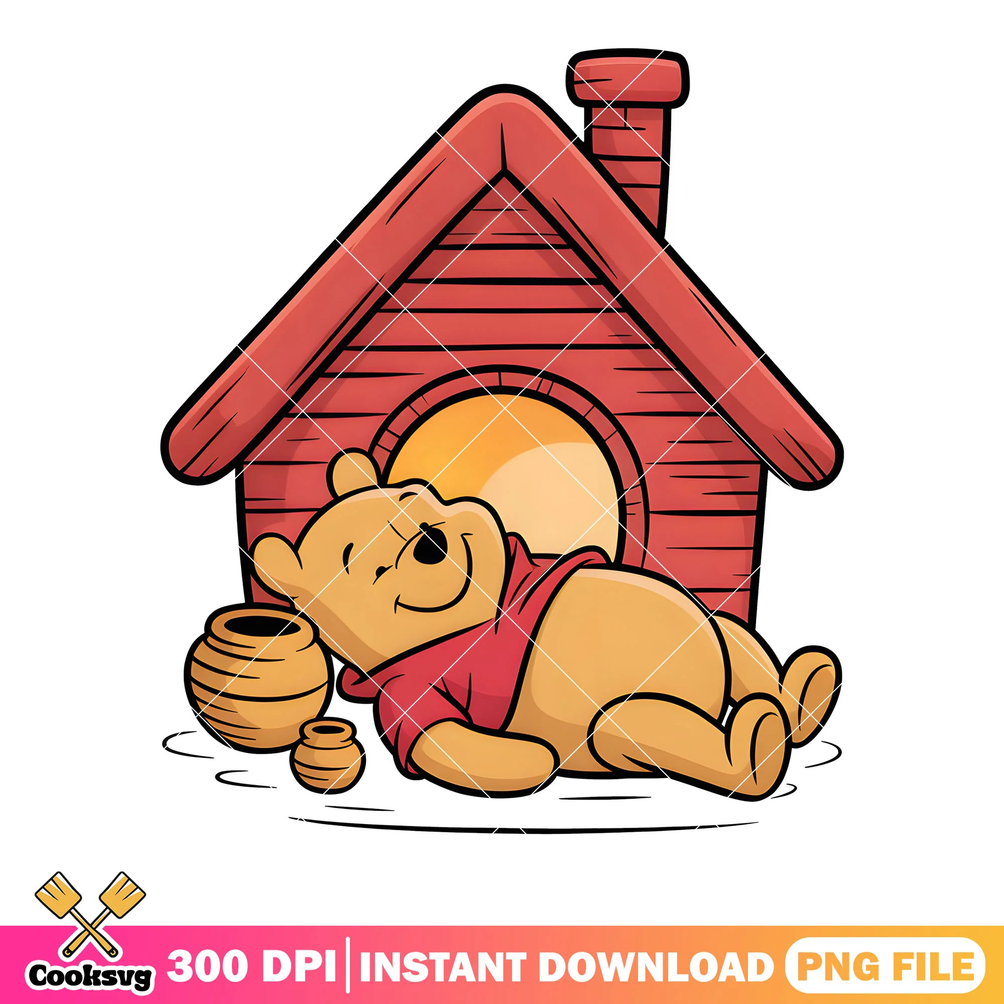 Honey pillow house pooh png, pooh bear png, vintage winnie pooh png
