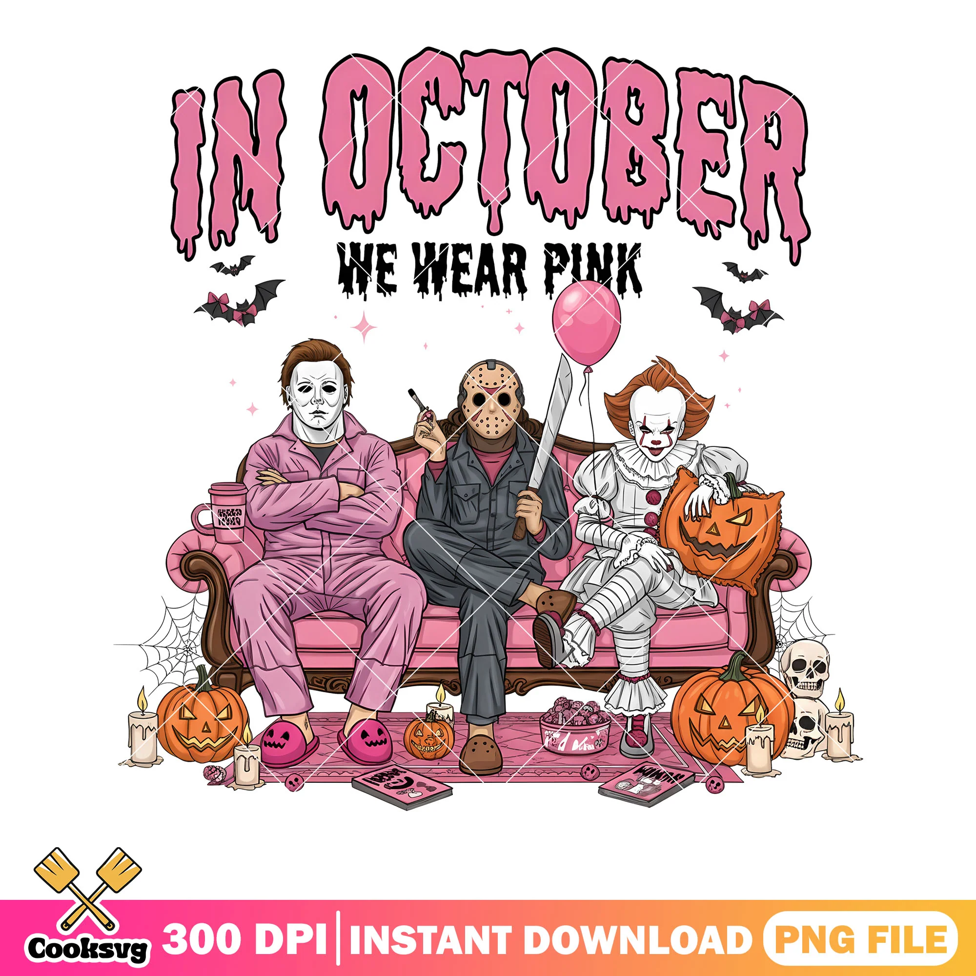 Honor pink october scary png, fredy krueger png, scary halloween png