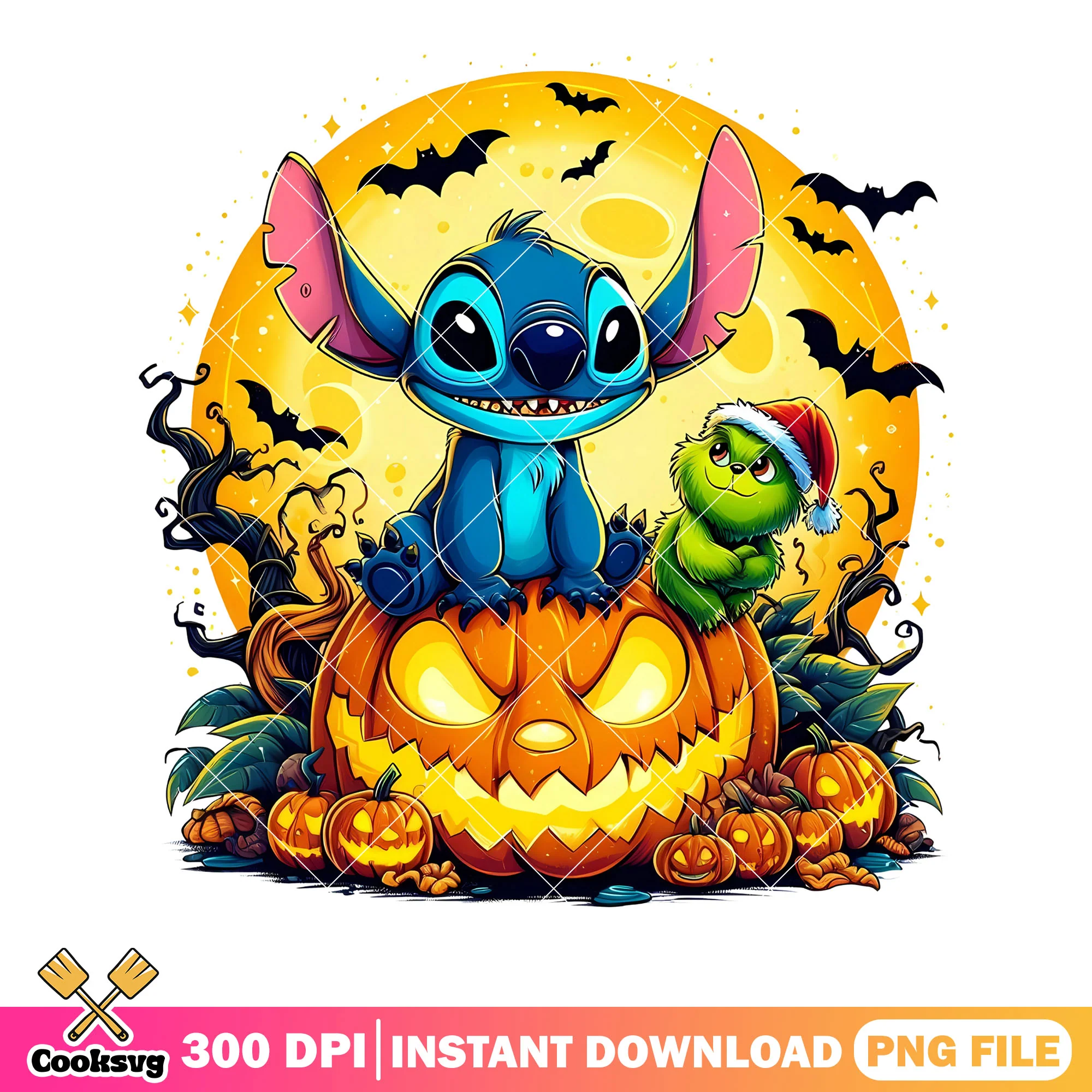 Horrible jack o lantern png, stitch and lilo png, spooky halloween png