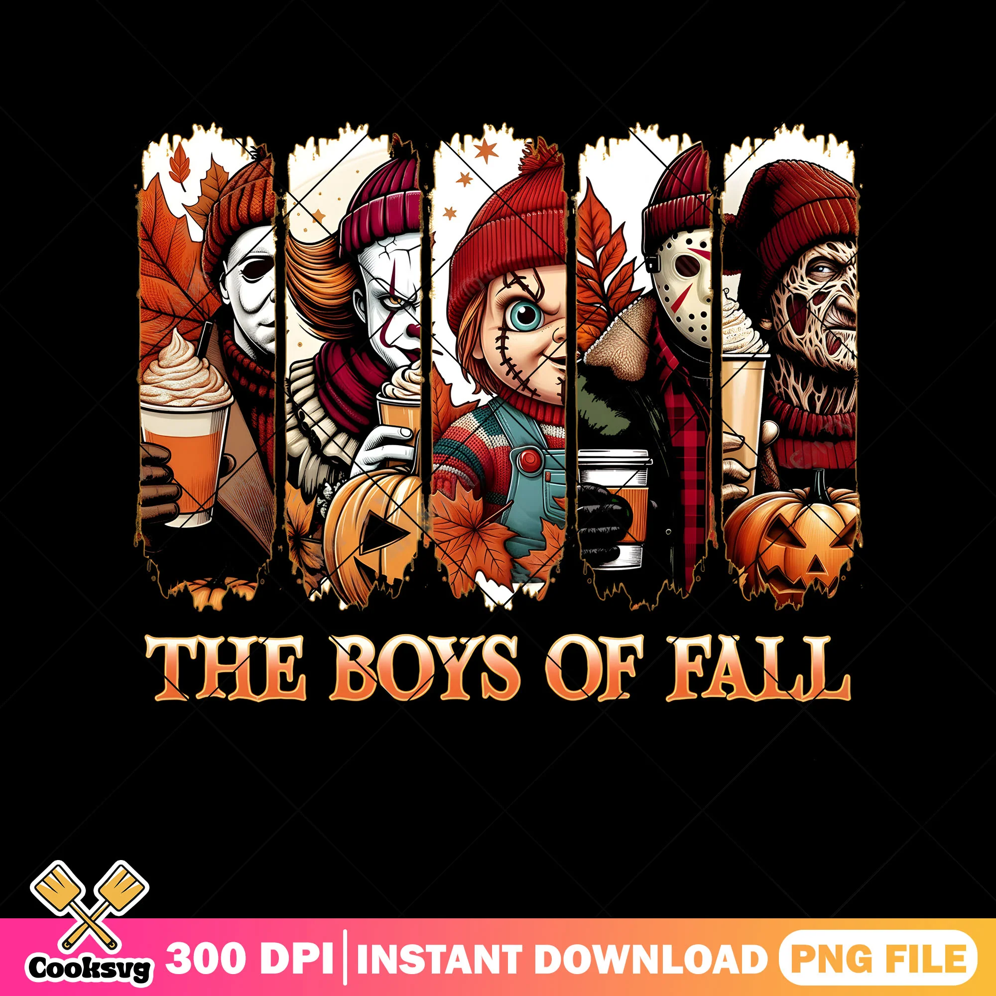 Horror character snowflake png, chucky doll png, jason voorhees png