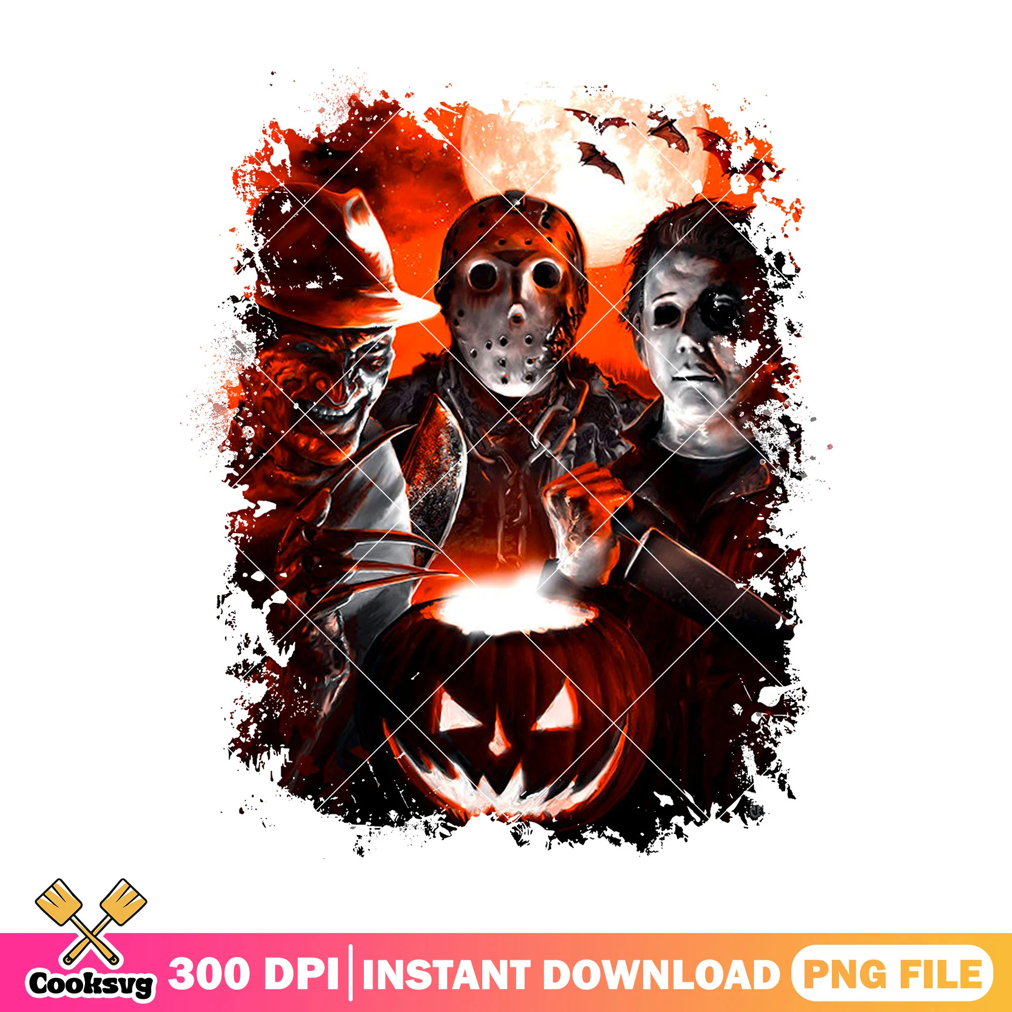 Horror characters on halloween day png, halloween horror nights png
