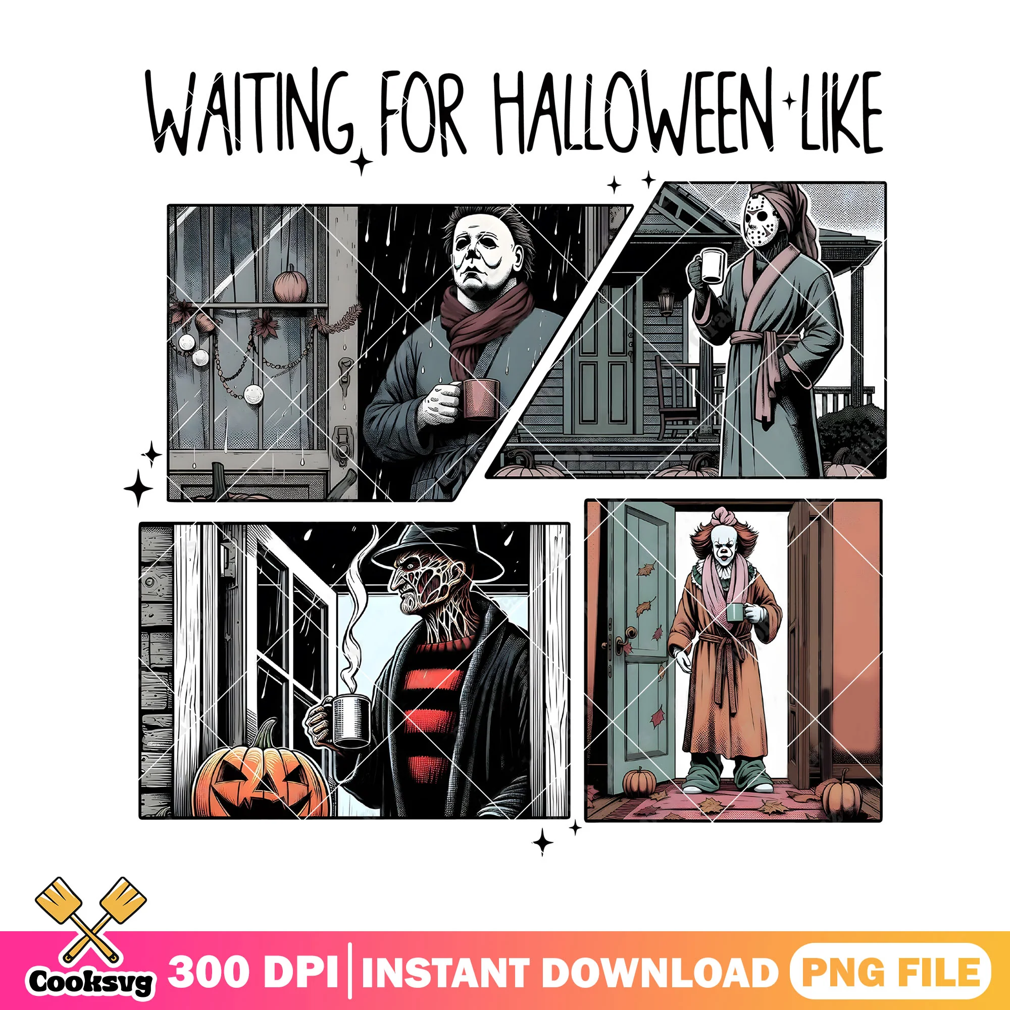 Horror characters waiting for halloween like png, when is halloween png