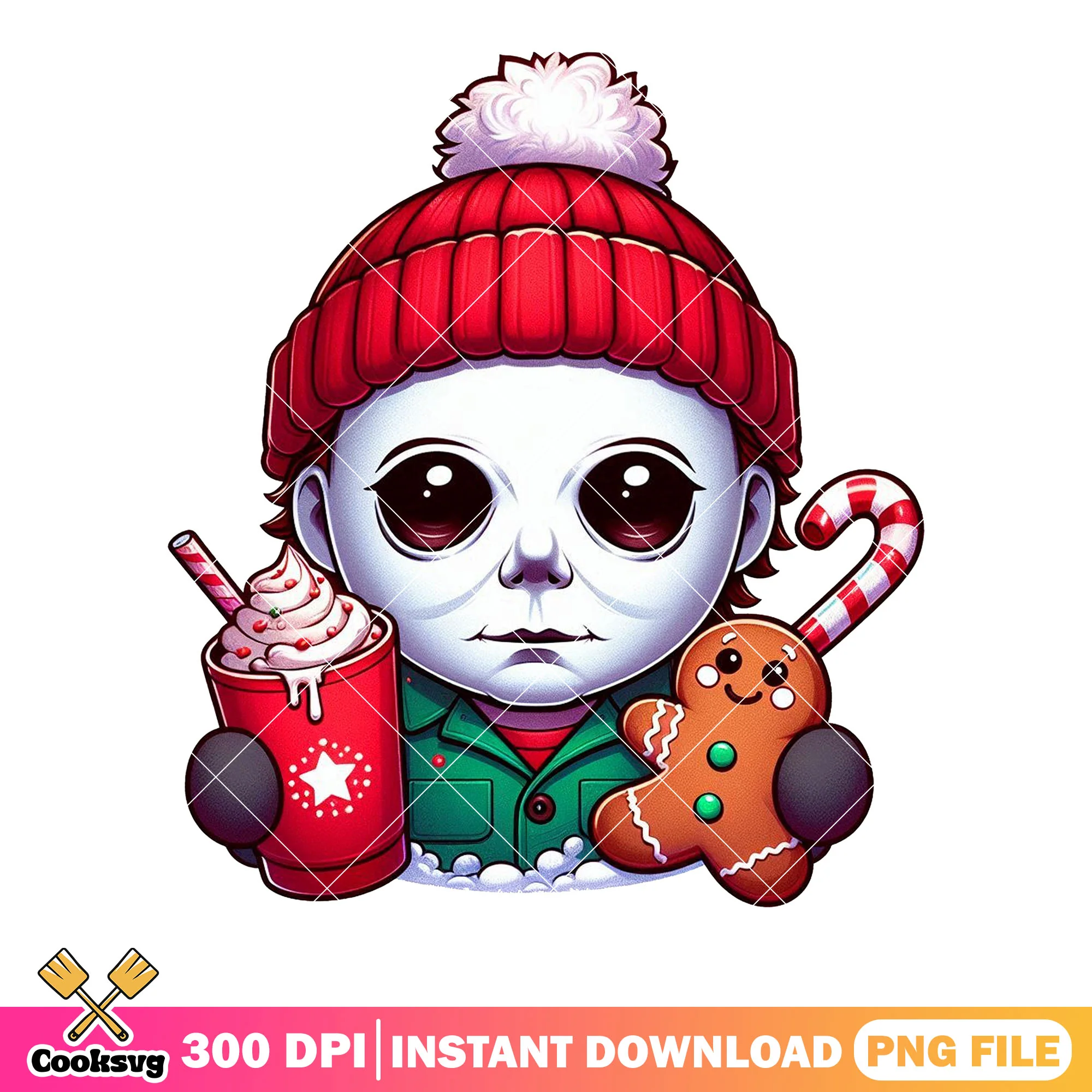 Horror christmas character png, michael myers png, gingerbread png