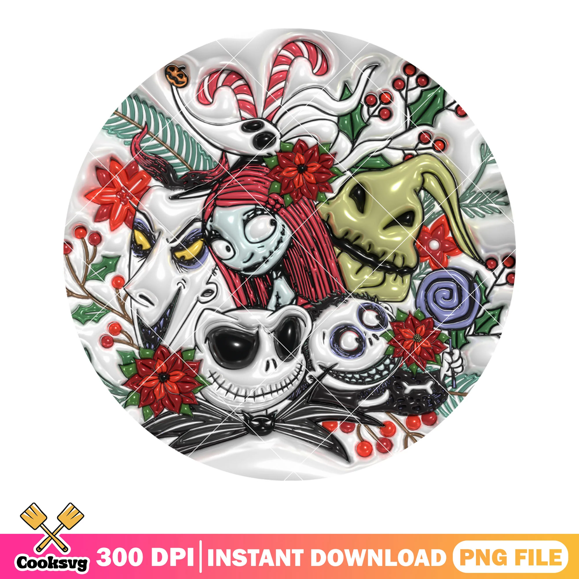 Horror christmas movies png, jack skelington png, oogie boogie png